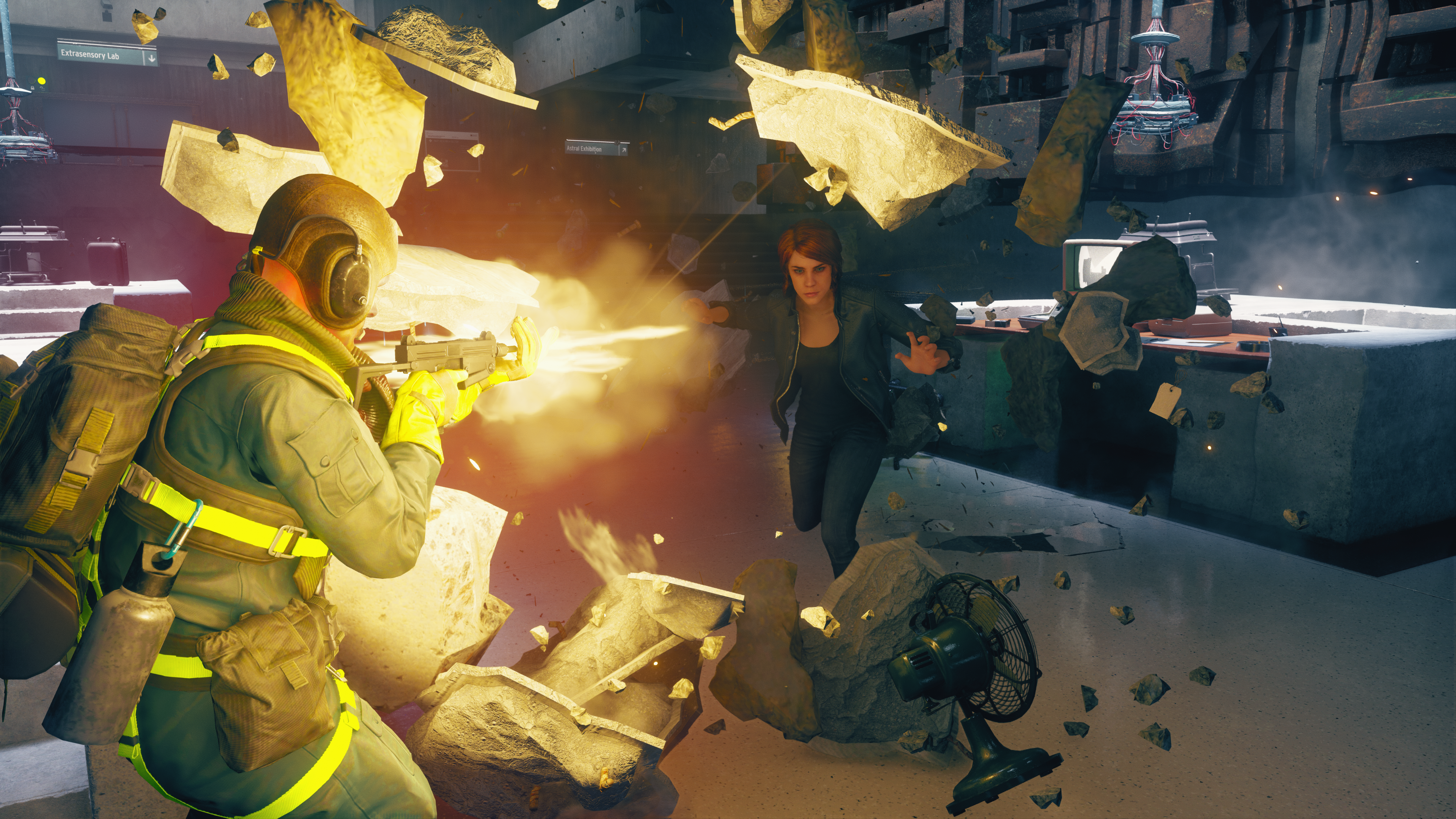 Jesse Faden from Control in a firefight HD Wallpaper
