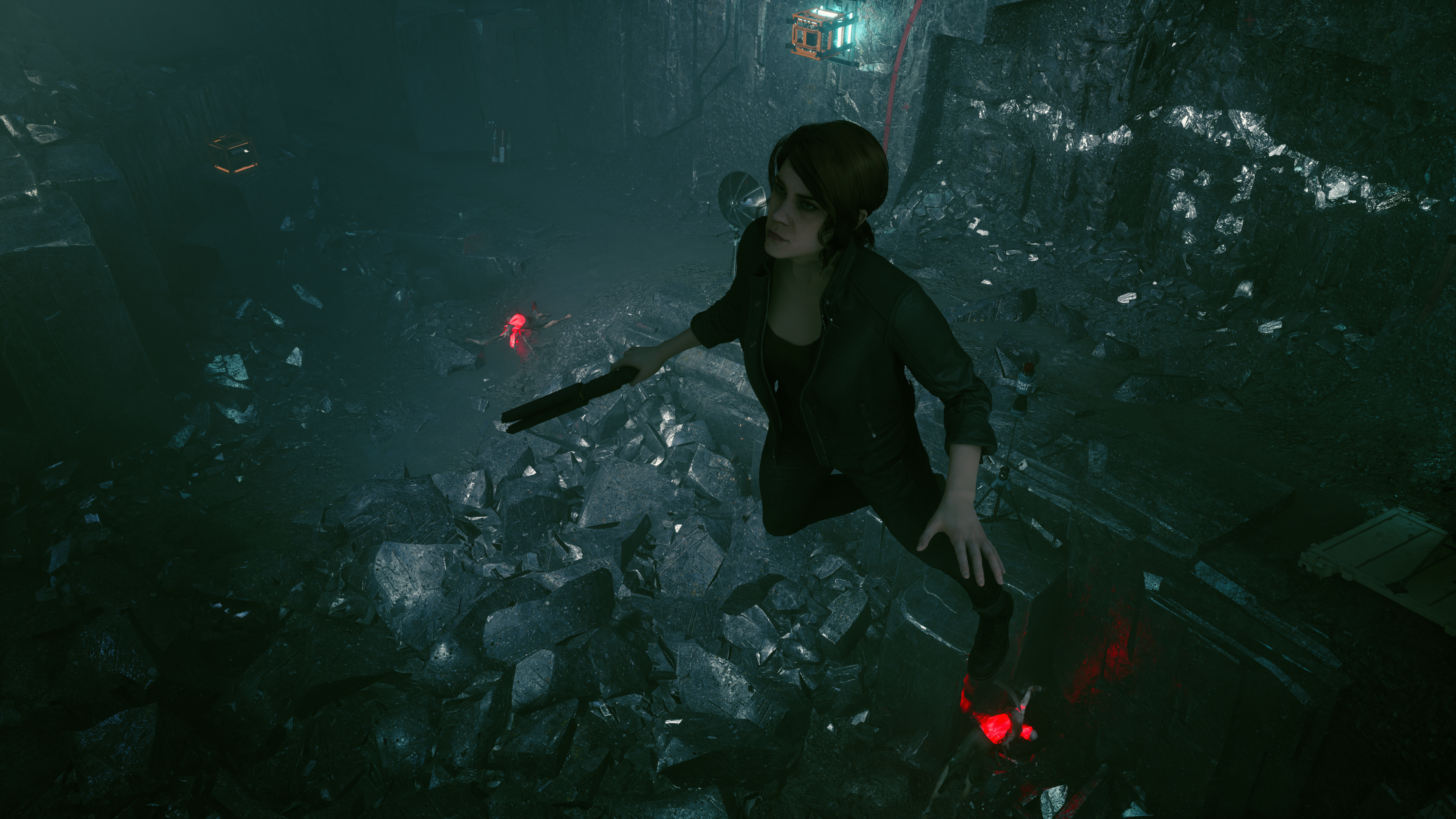 Jesse Faden from Control in a dark environment HD Wallpaper