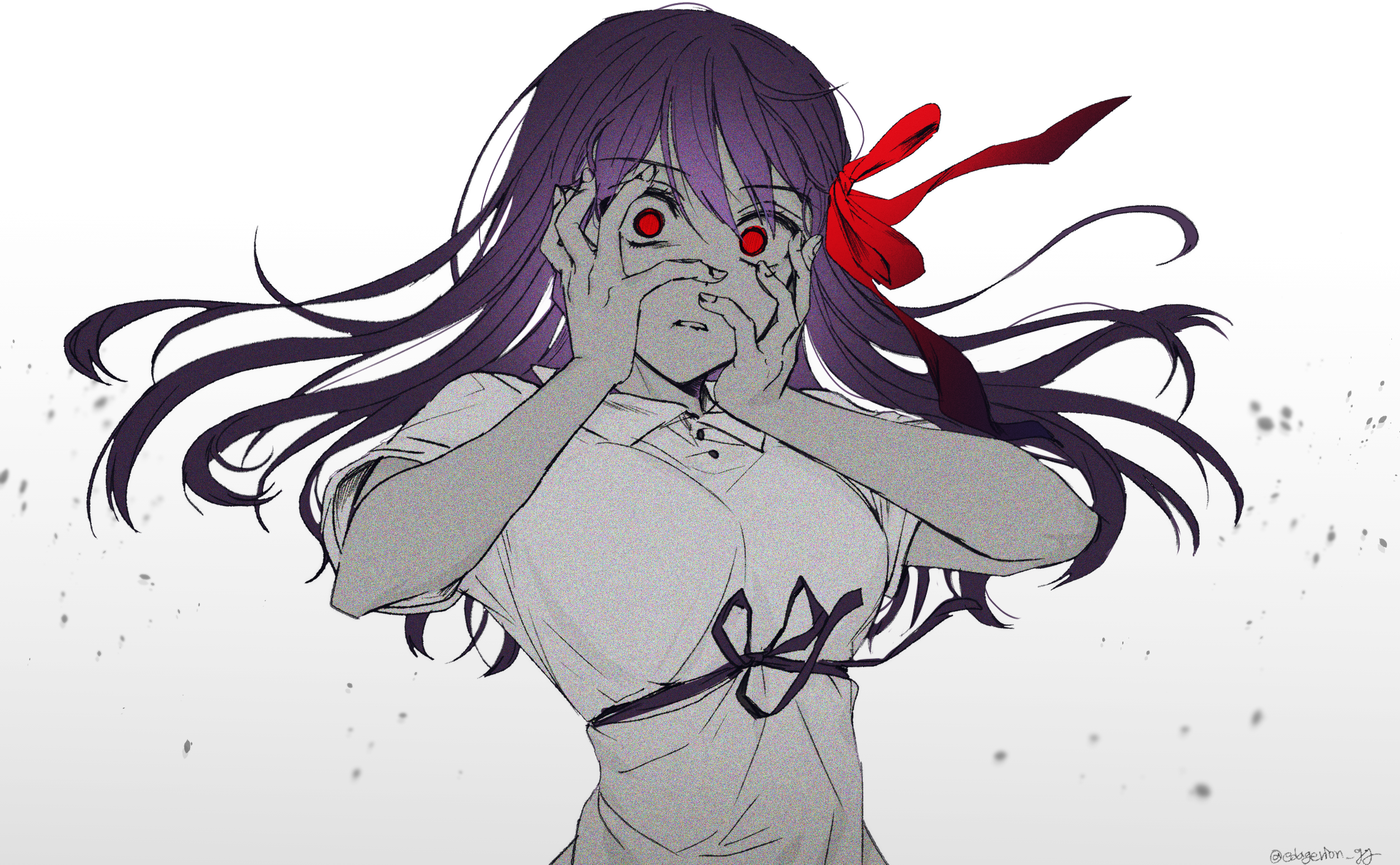 Matou Sakura from Fate/Stay Night with red eyes HD Wallpaper