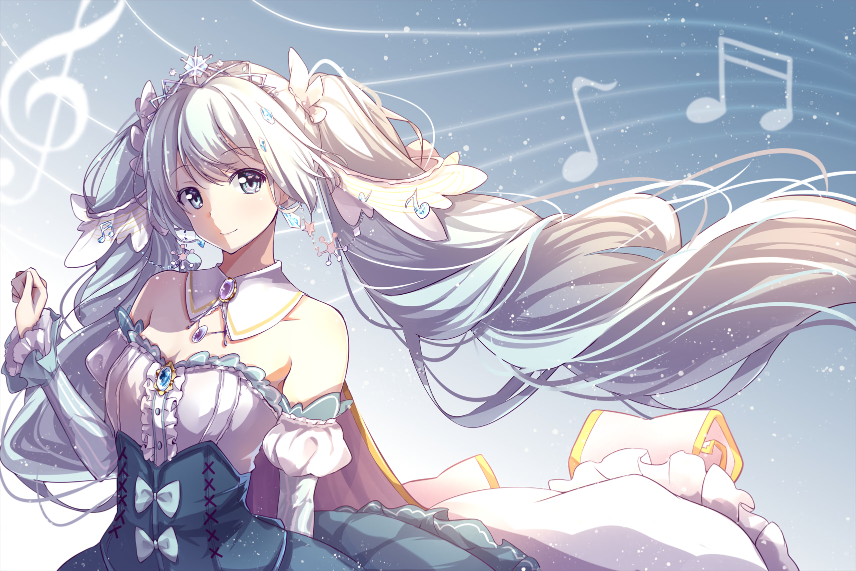 Hatsune Miku from Vocaloid in a winter dress HD Wallpaper
