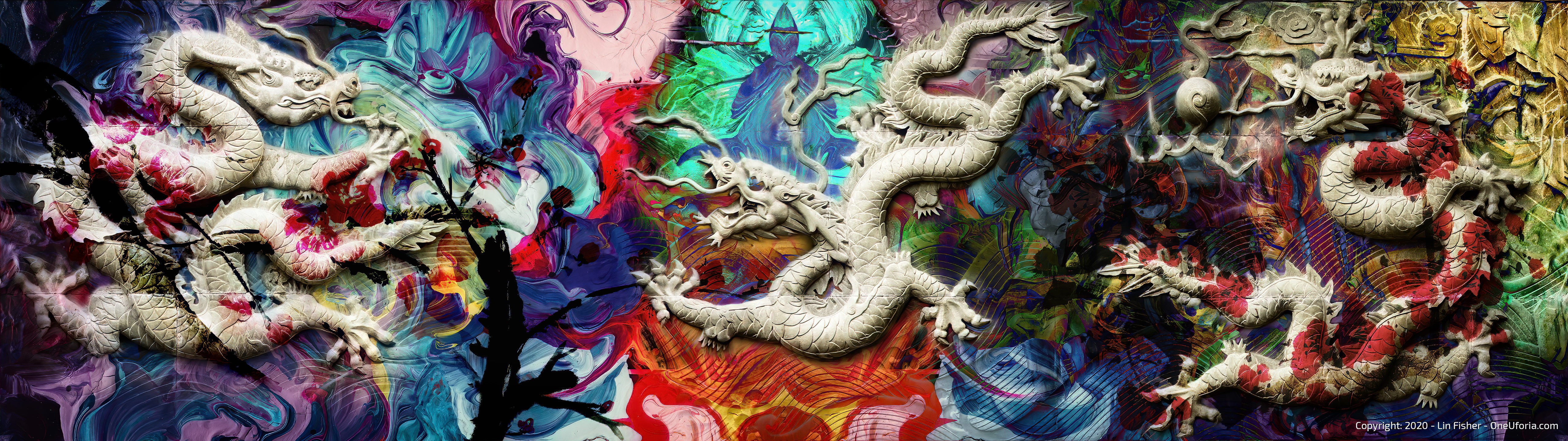 4K AI Chinese Dragons Surreal Art HD Wallpaper