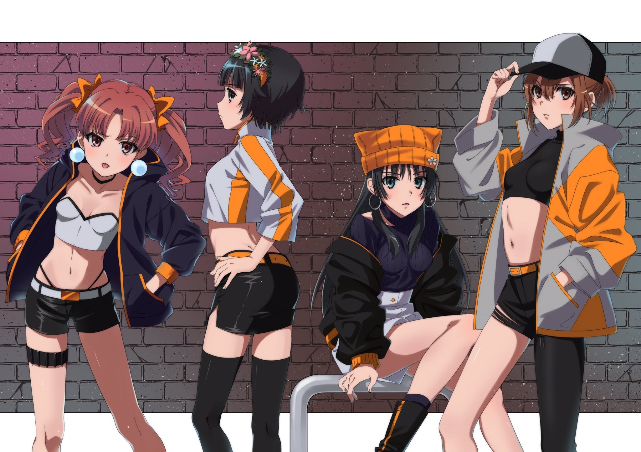 Anime girls from To Aru Kagaku no Railgun in streetwear HD Wallpaper