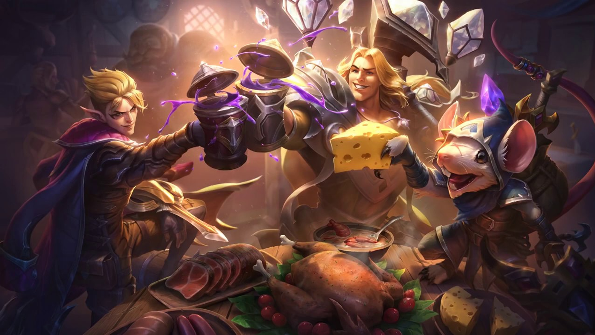 Ezreal and Twitch from League of Legends at a feast HD Wallpaper
