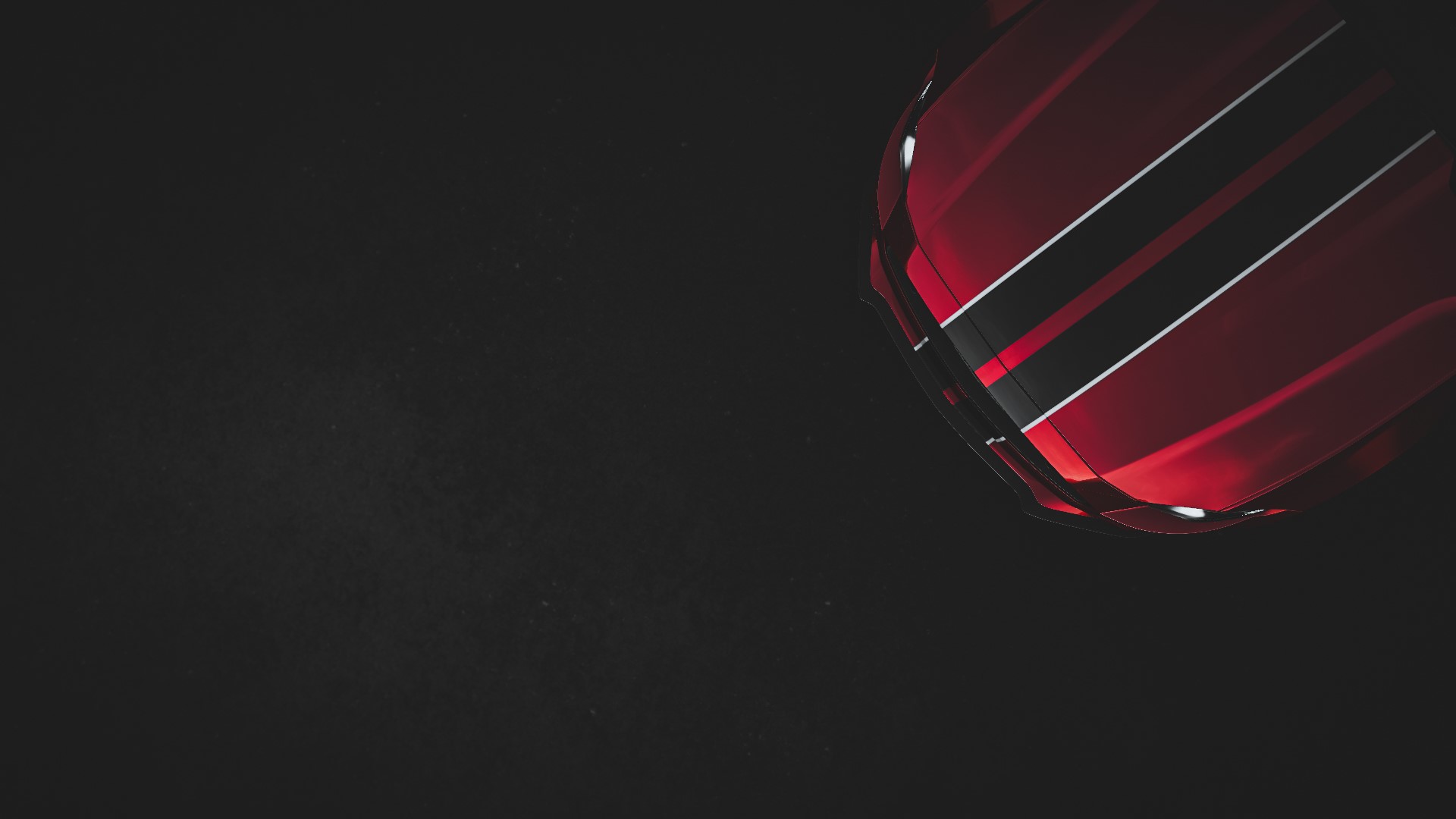 Red Ford Mustang with racing stripes, top view HD Wallpaper