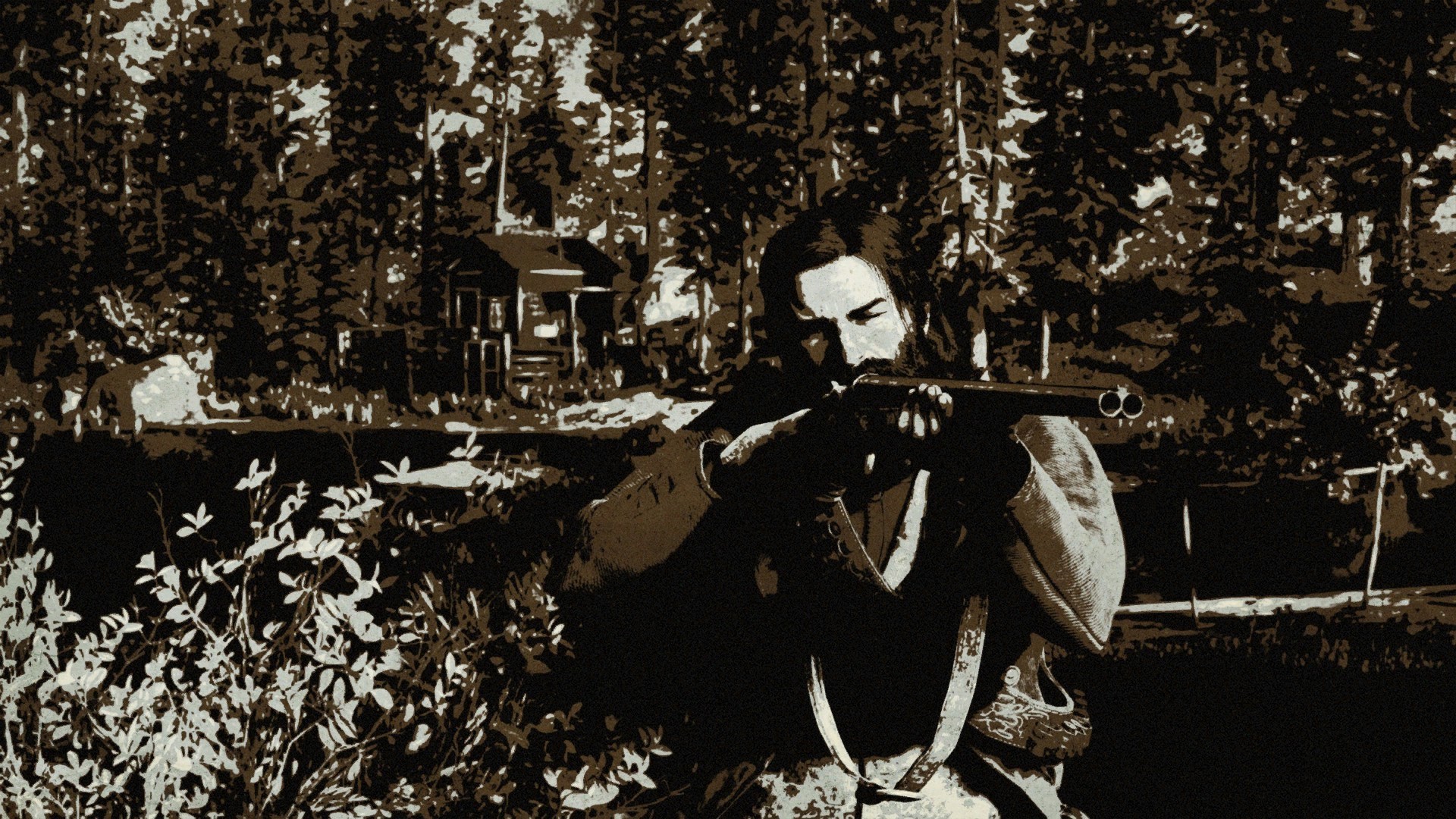 John Marston from Red Dead Redemption 2 aiming a shotgun HD Wallpaper