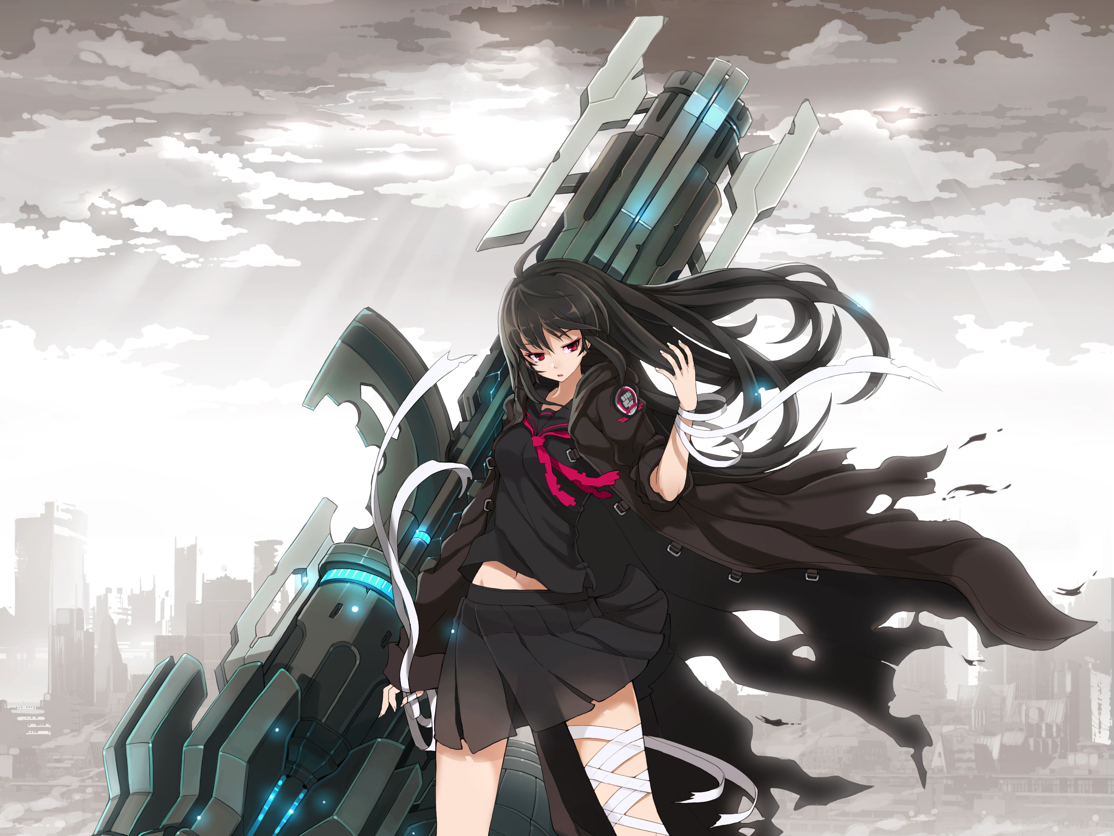 Iris Yuma from Soul Worker with a large cannon HD Wallpaper