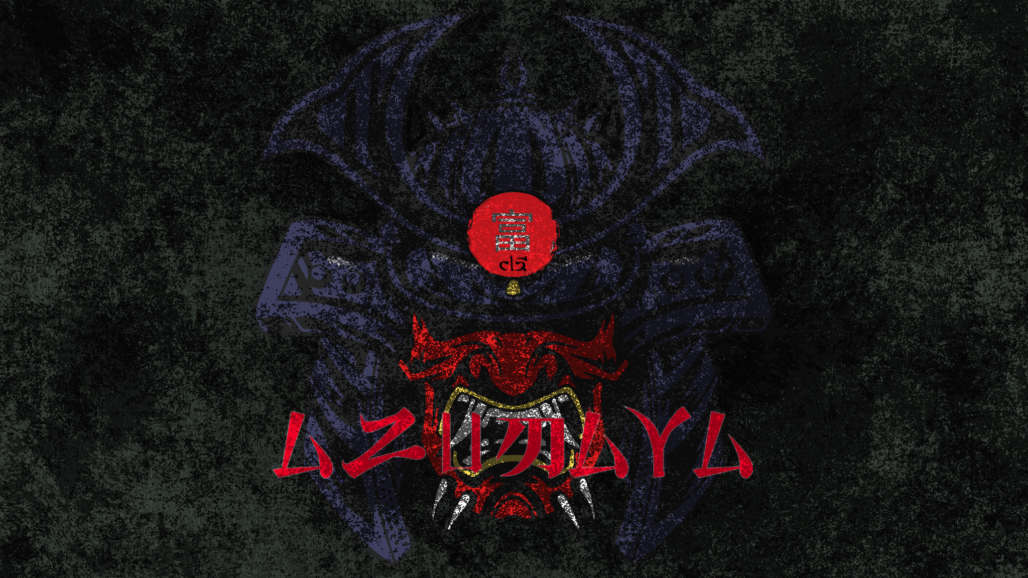 Samurai mask with Japanese text HD Wallpaper
