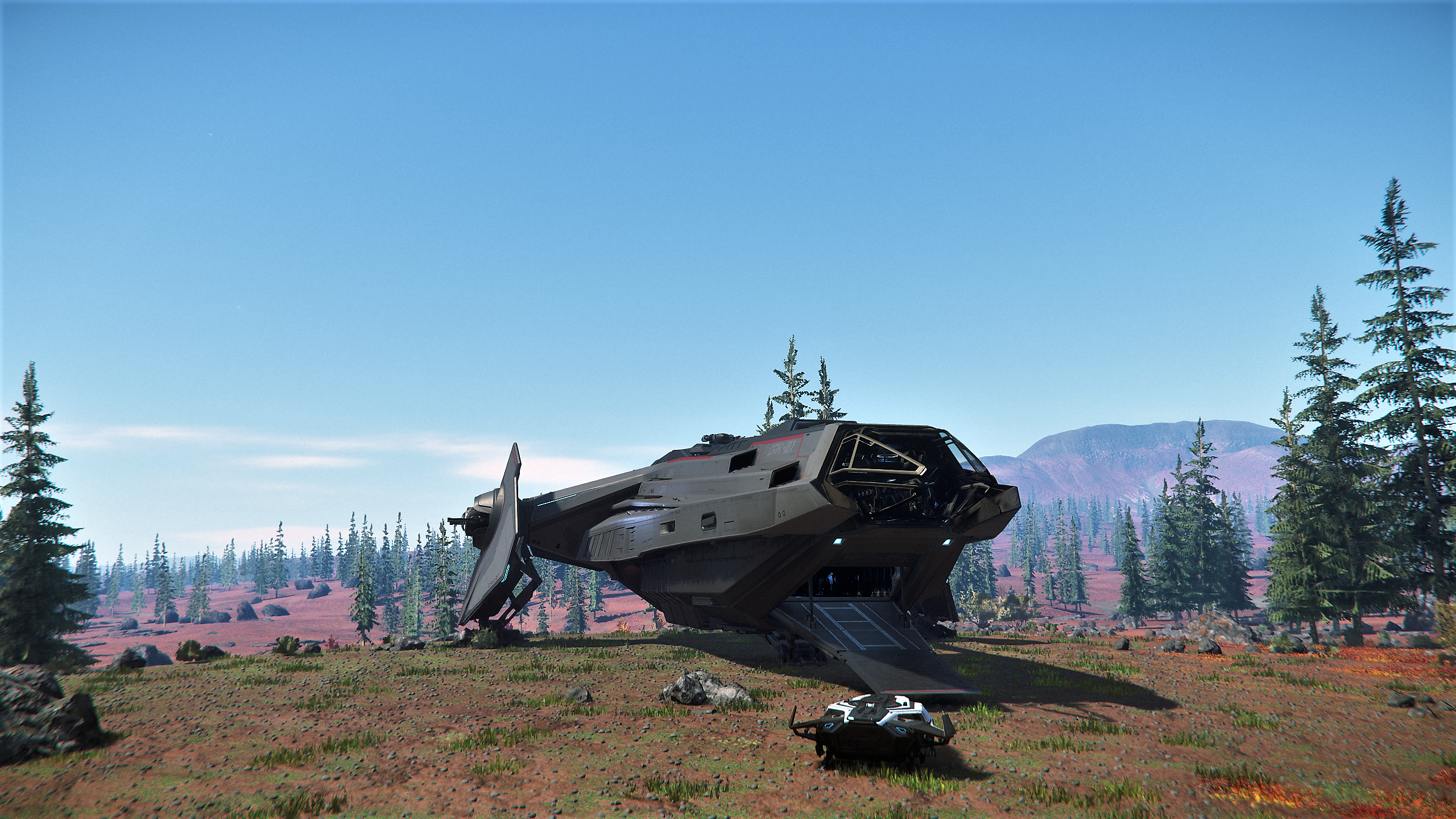 Star Citizen Anvil Carrack spaceship on alien planet HD Wallpaper