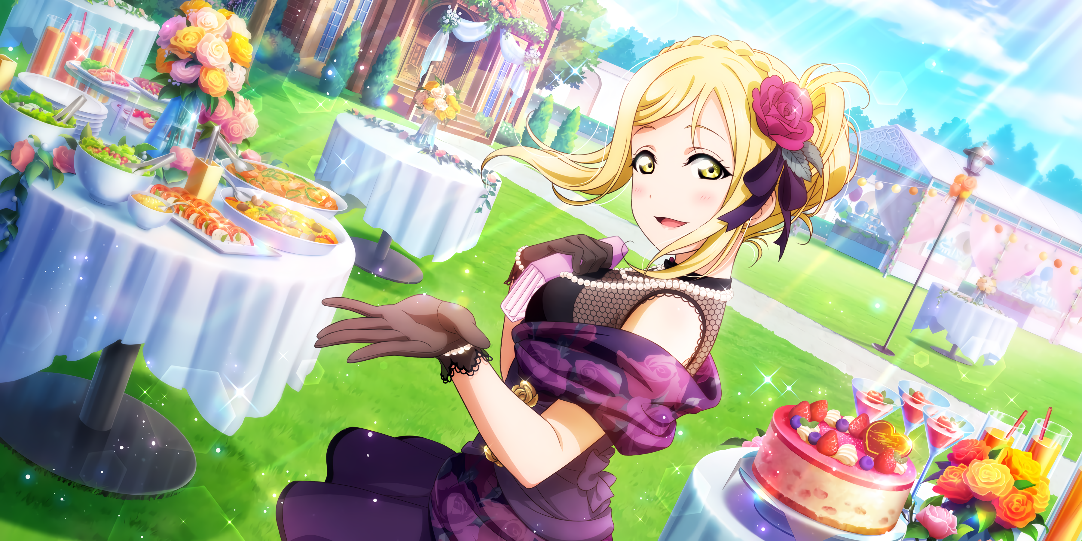 Ohara Mari from Love Live! Sunshine!! at a garden party HD Wallpaper