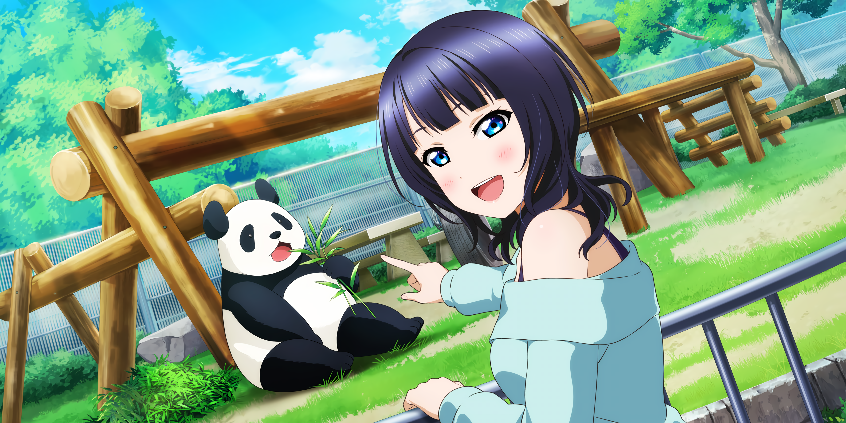 Yoshiko Tsushima from Love Live! Sunshine!! with a panda HD Wallpaper