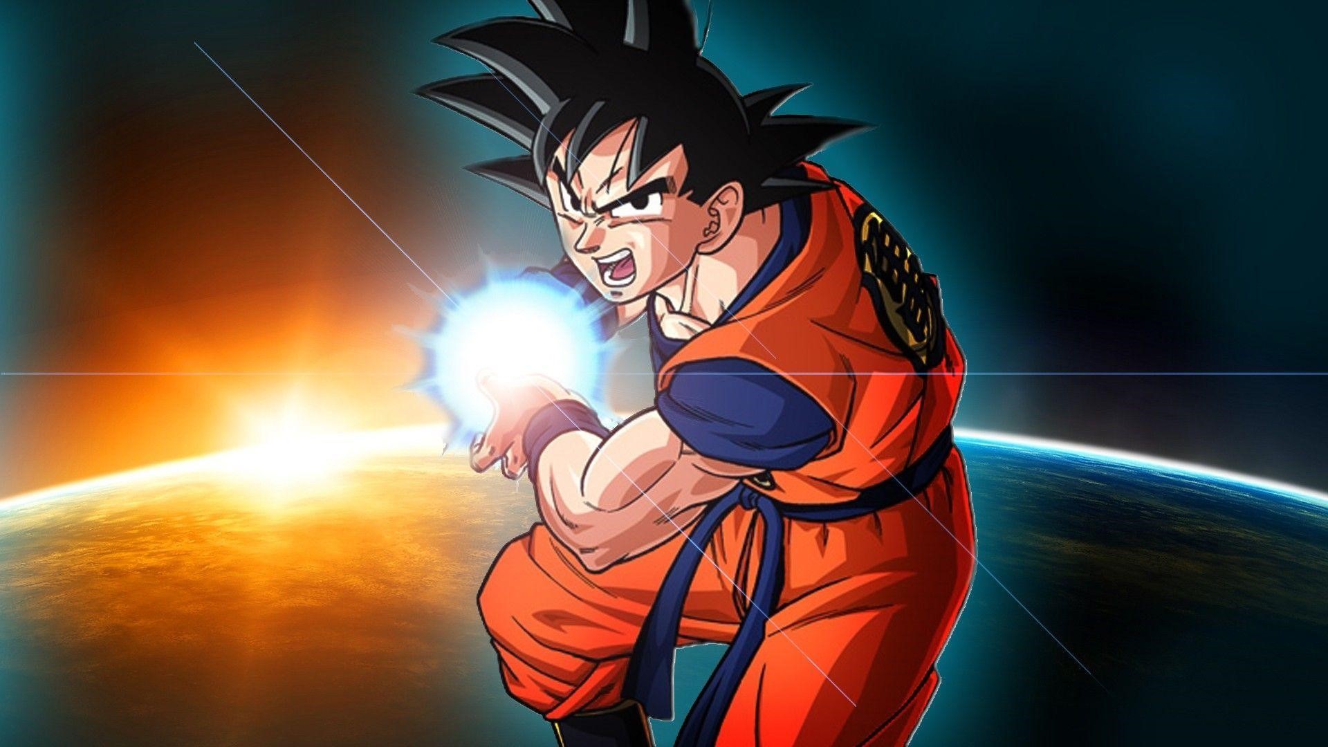 Son Goku Performing Kamehameha in Space HD Wallpaper