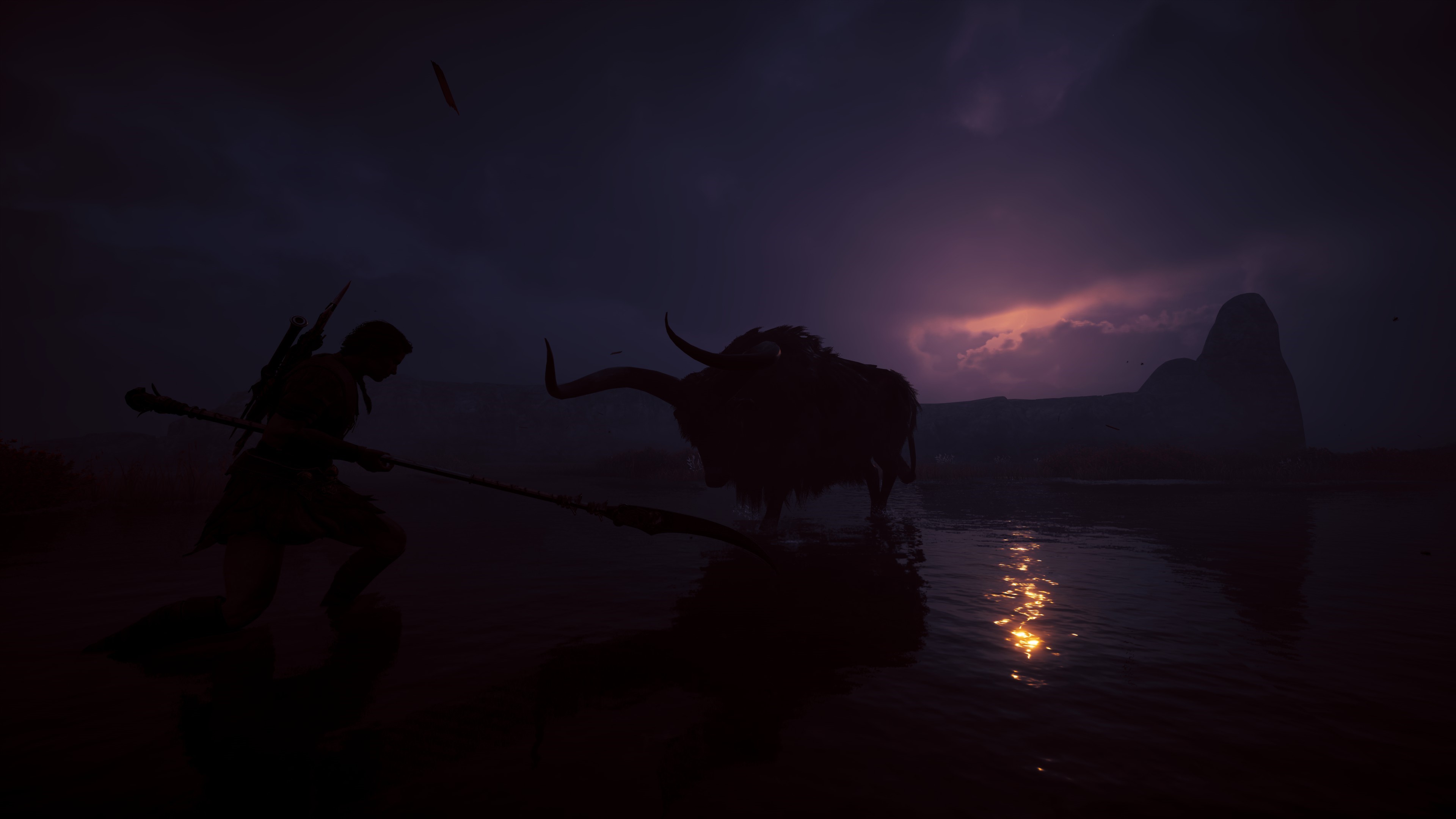 Kassandra from Assassin's Creed: Odyssey in a dark landscape HD Wallpaper