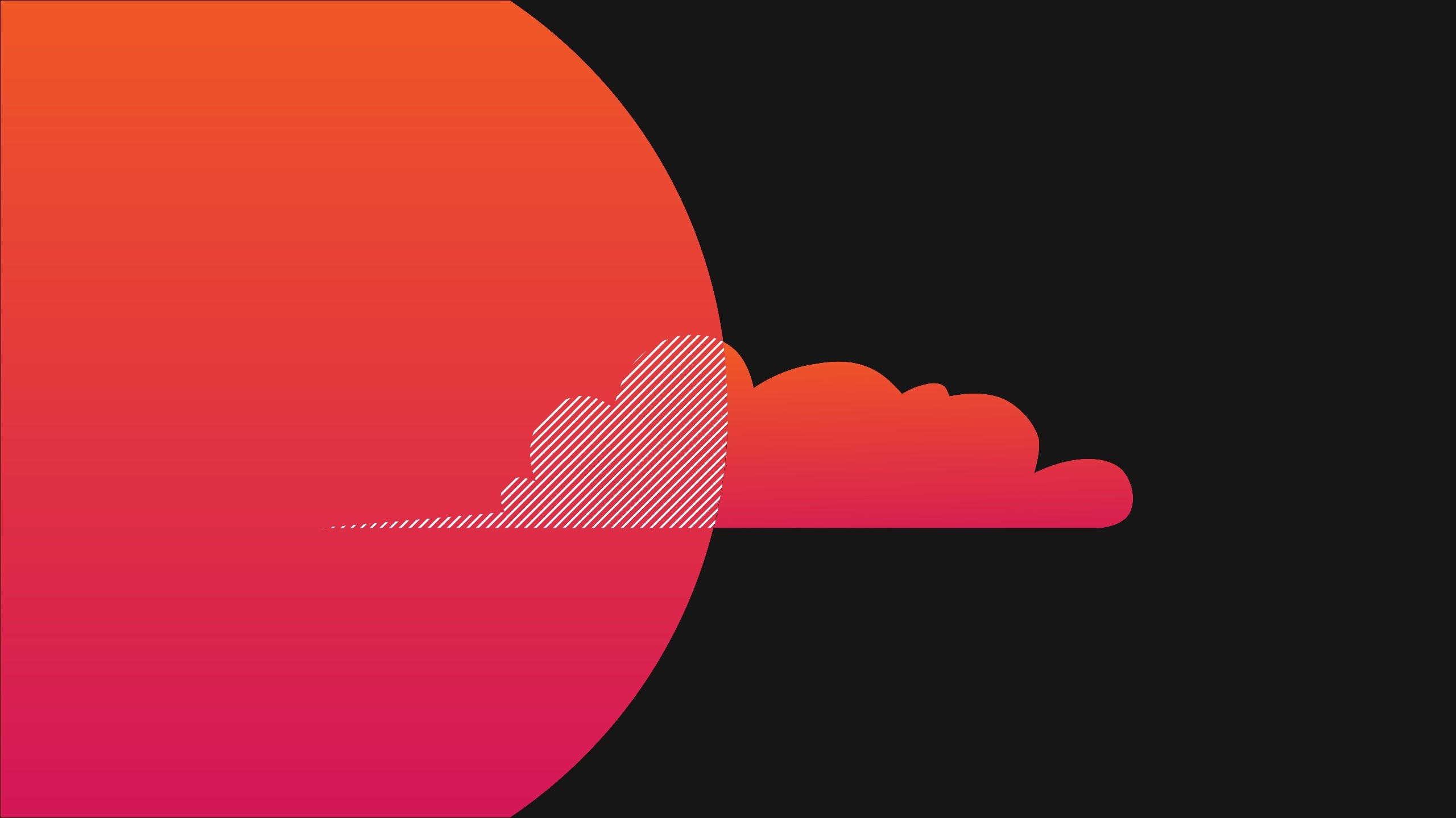 Minimalist artwork of a sun and clouds HD Wallpaper