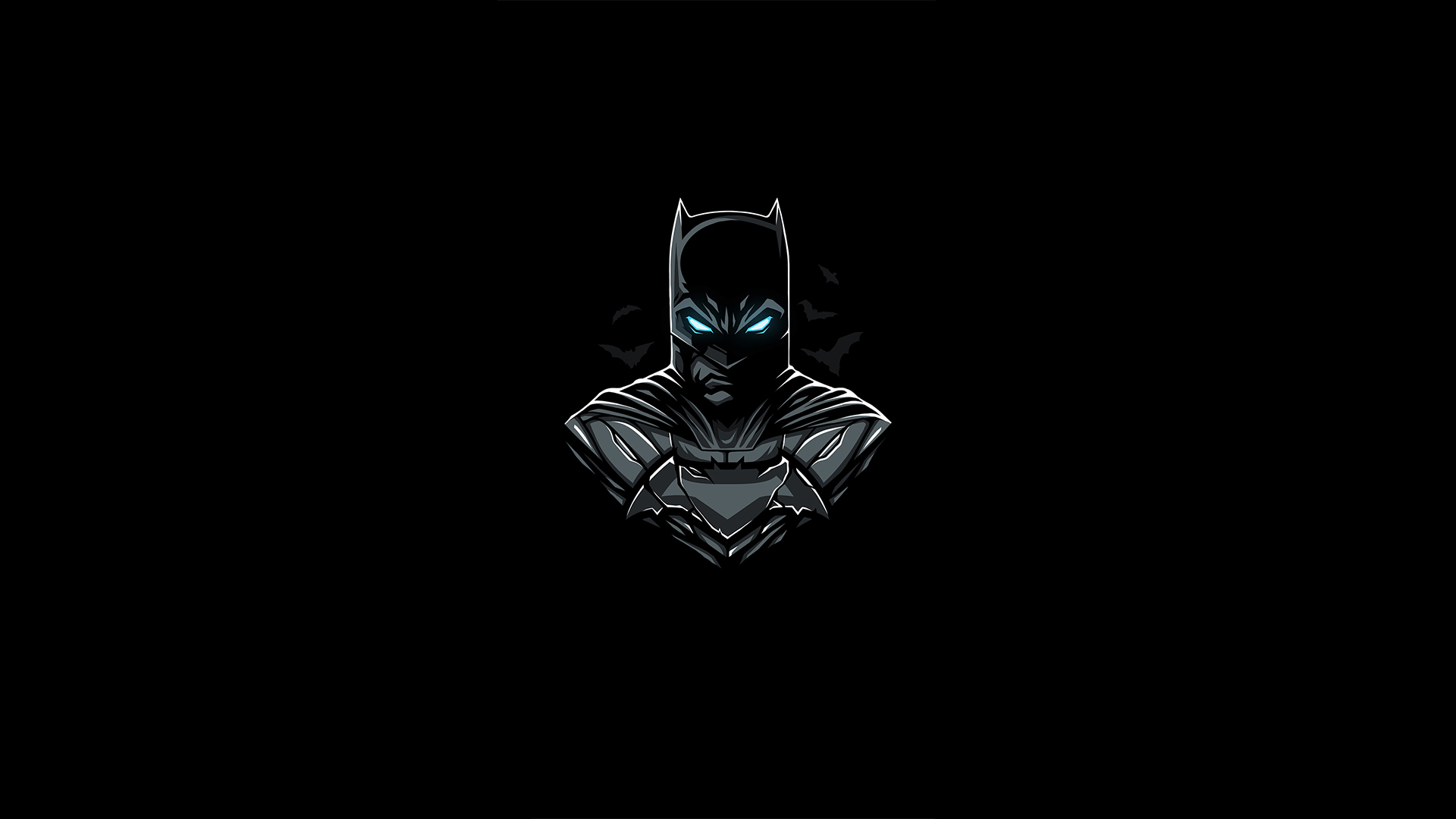 Batman illustration with glowing blue eyes HD Wallpaper
