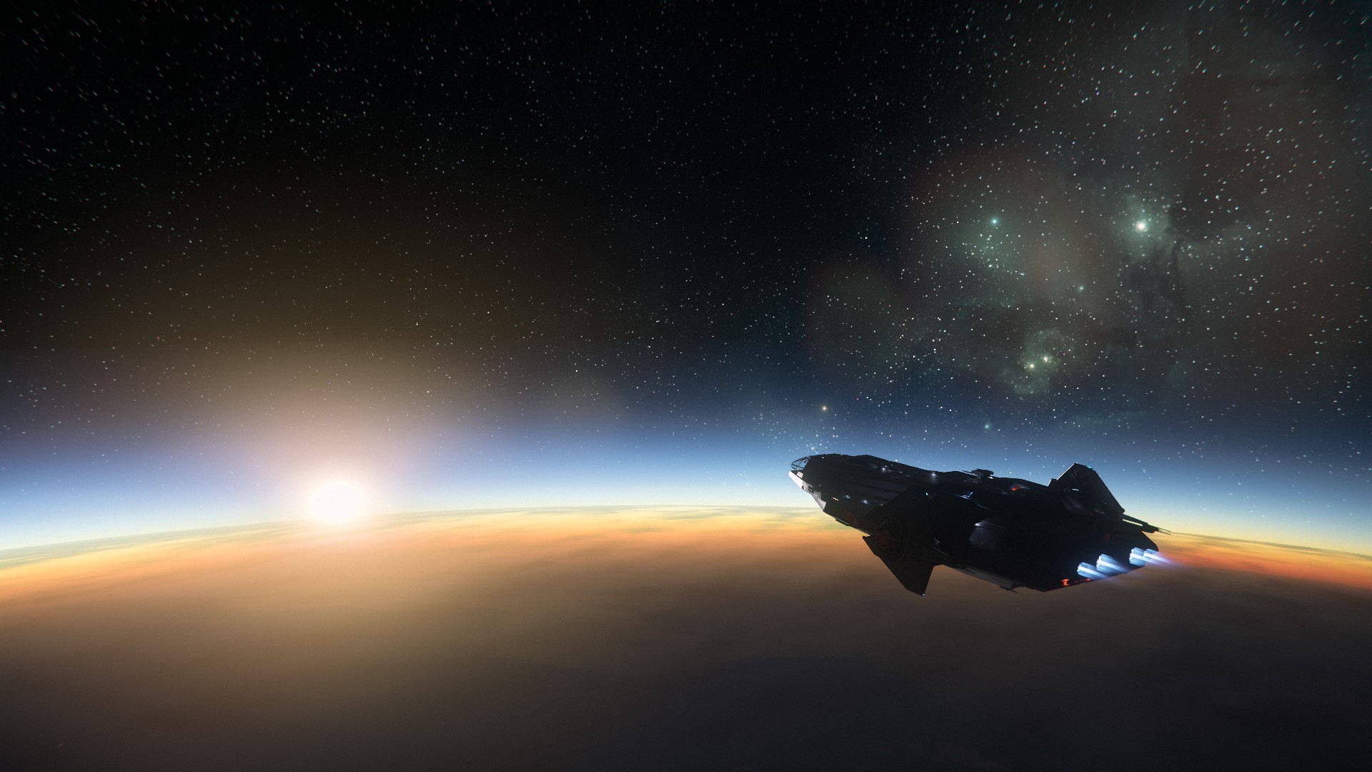 Anvil Carrack spaceship in Star Citizen near a planet HD Wallpaper