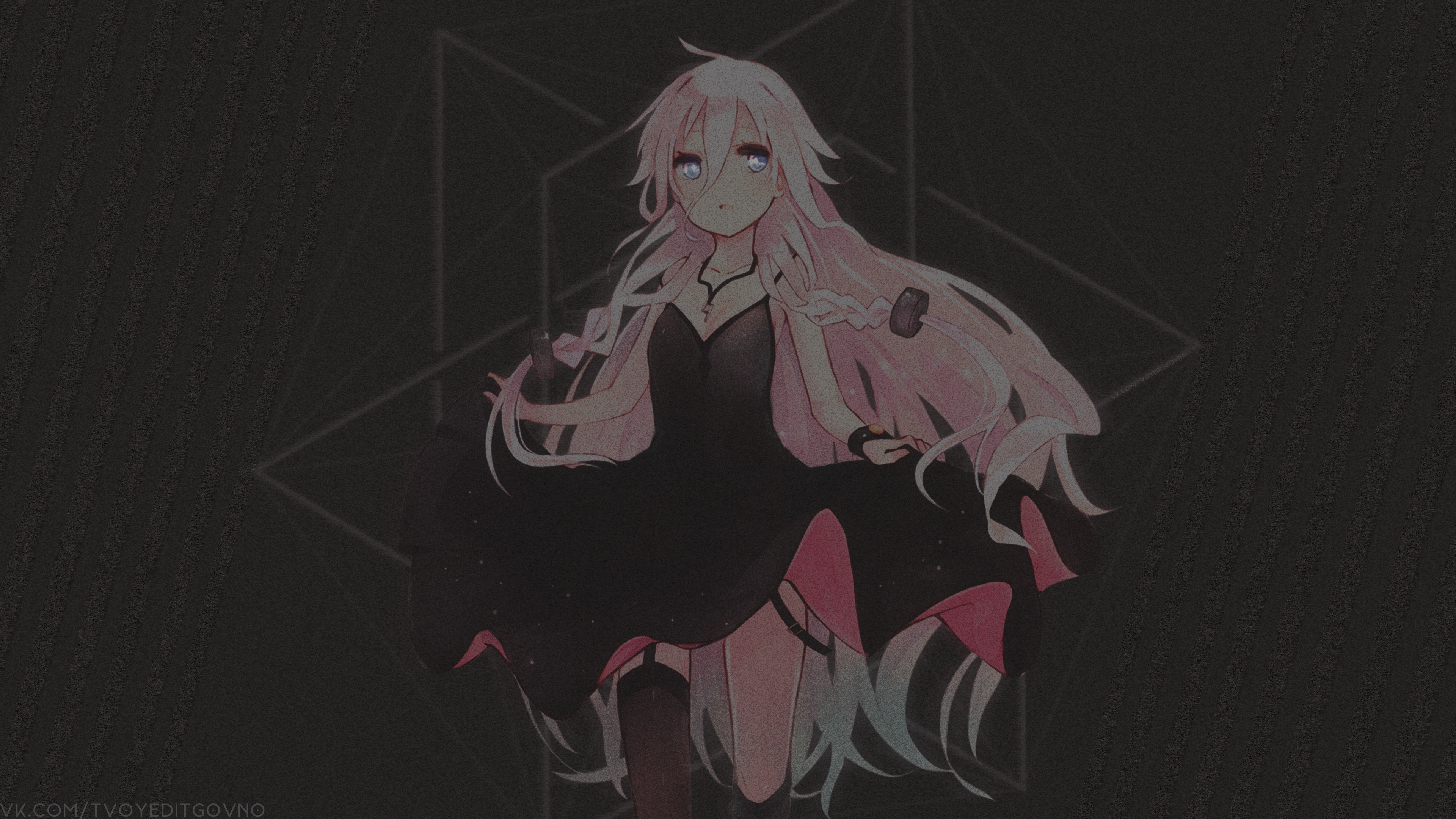 IA from Vocaloid in a black dress HD Wallpaper
