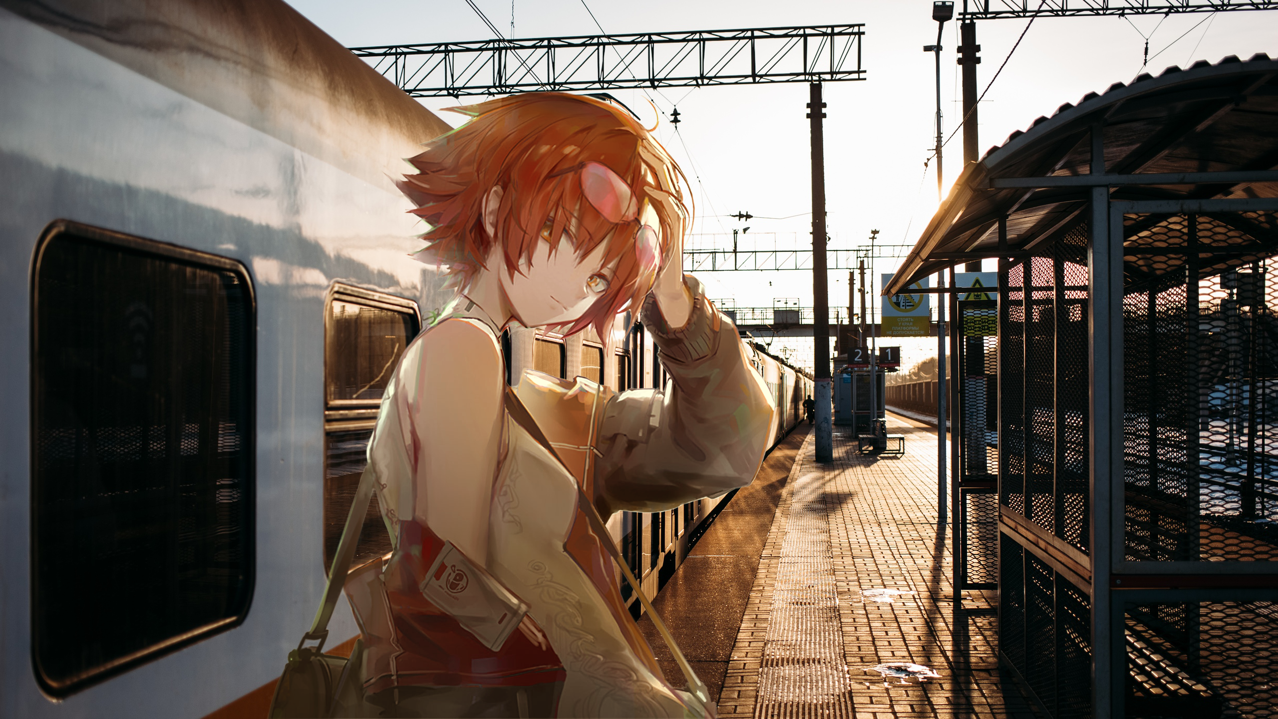 Exusiai from Arknights at a Train Station HD Wallpaper