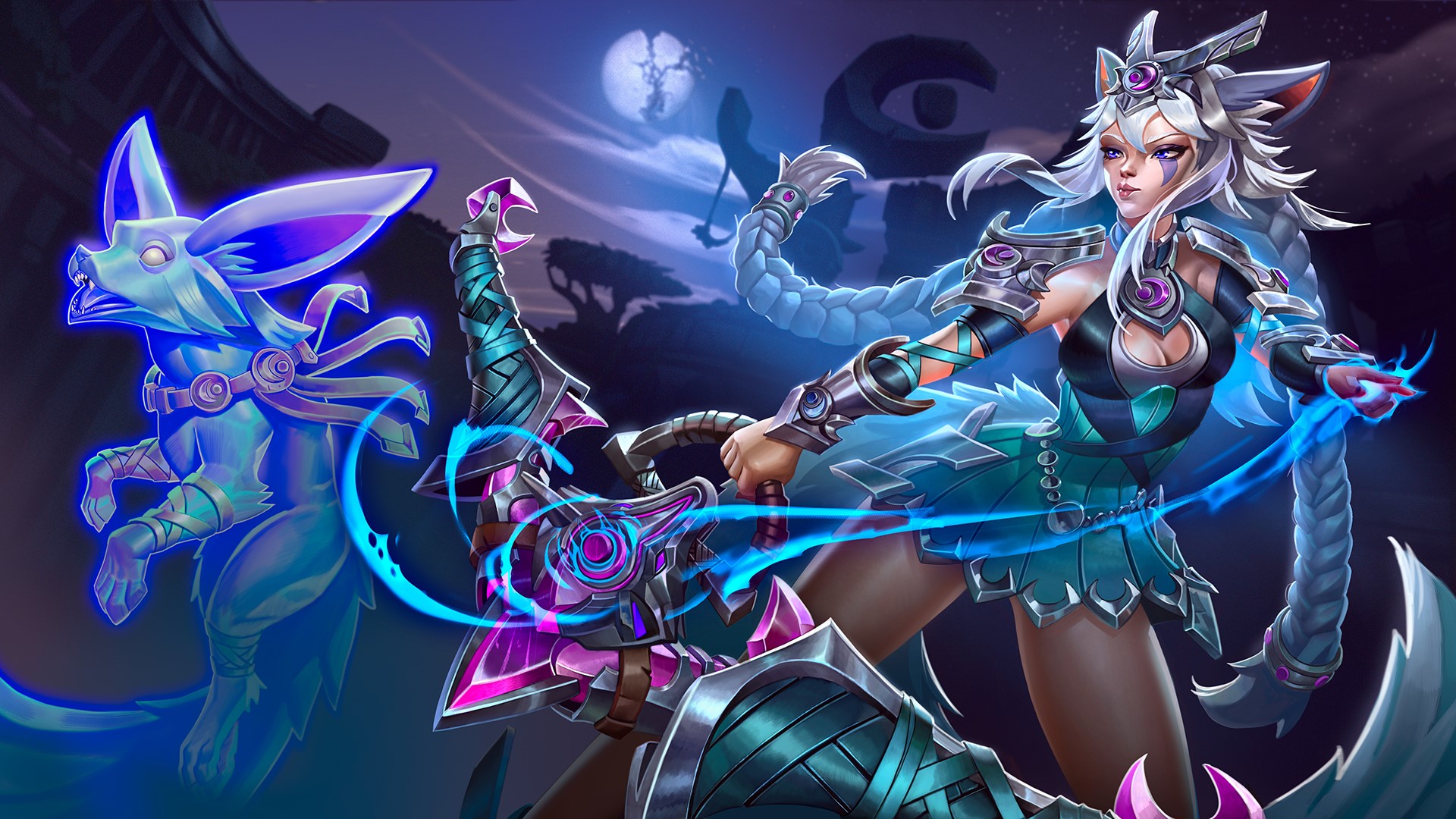 Io from Paladins with a spirit wolf HD Wallpaper