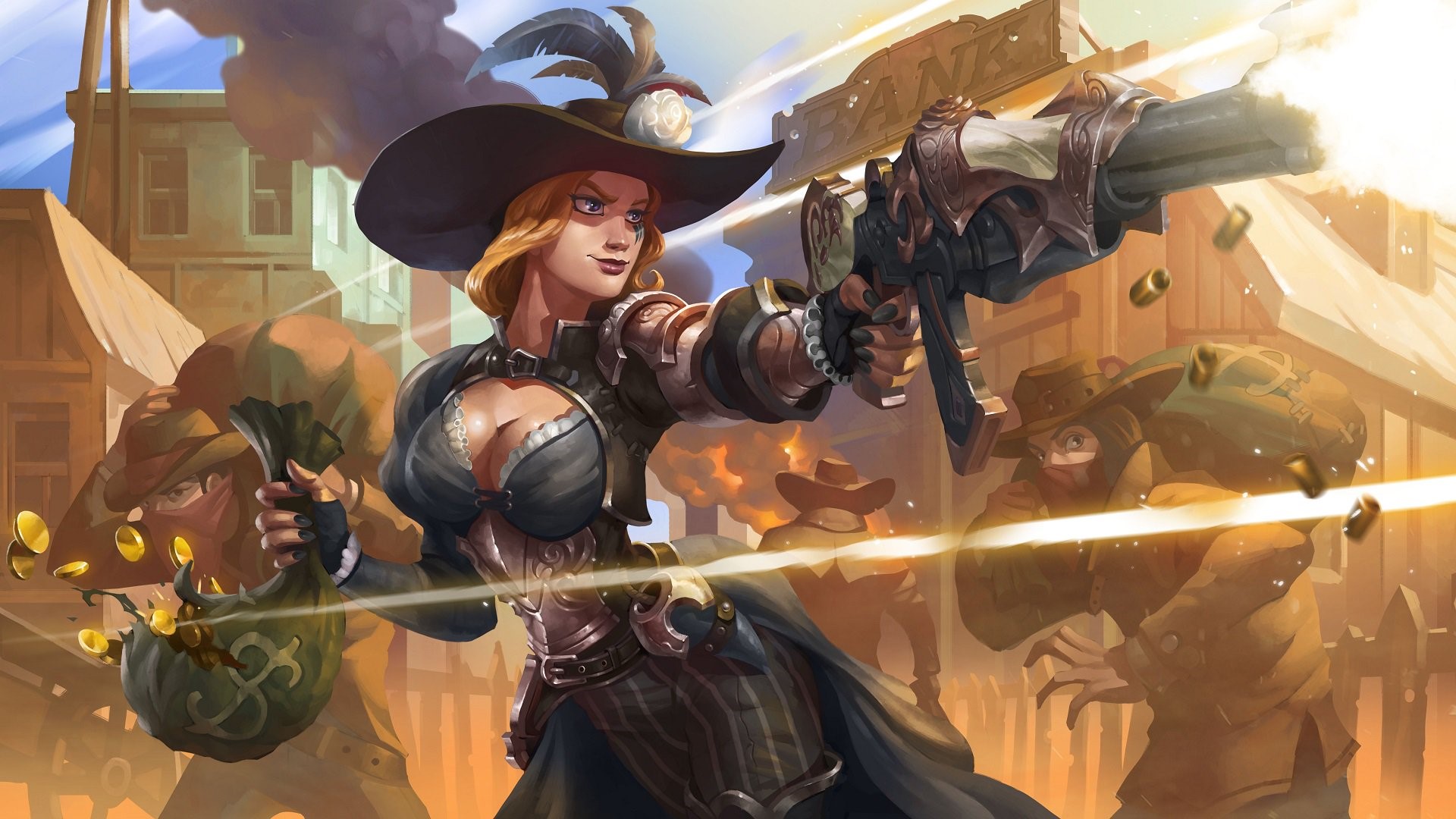 Tyra from Paladins robbing a bank HD Wallpaper