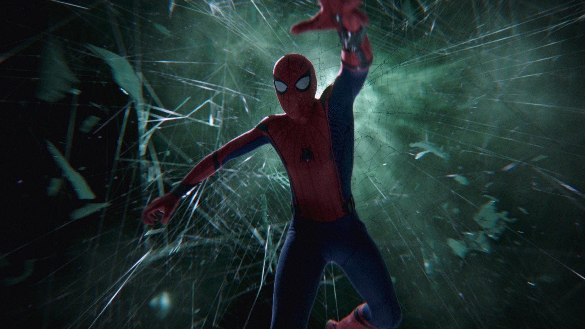 Spider-Man from Marvel Cinematic Universe breaking glass HD Wallpaper