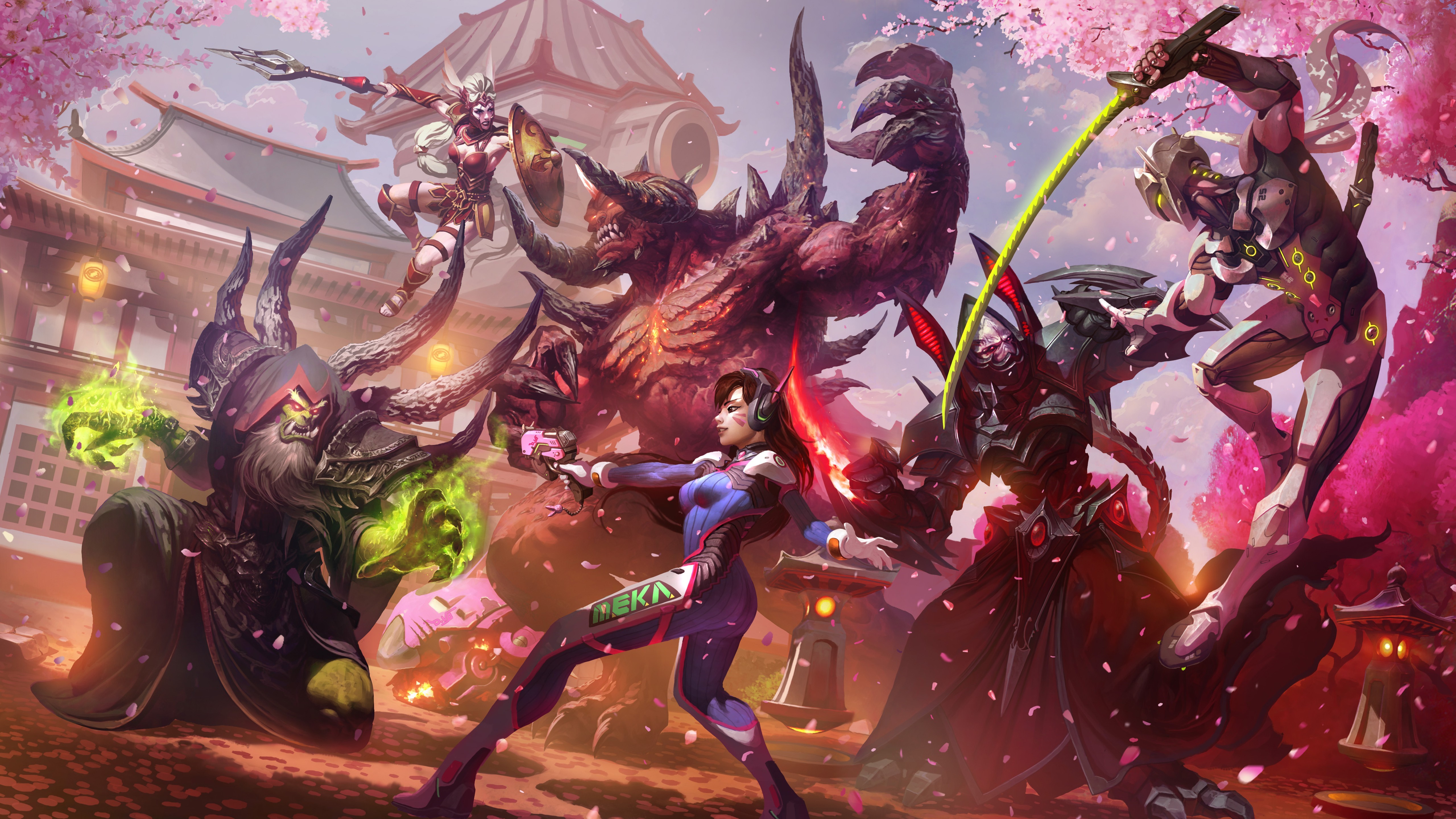 Overwatch Heroes and Monsters in a Battle HD Wallpaper