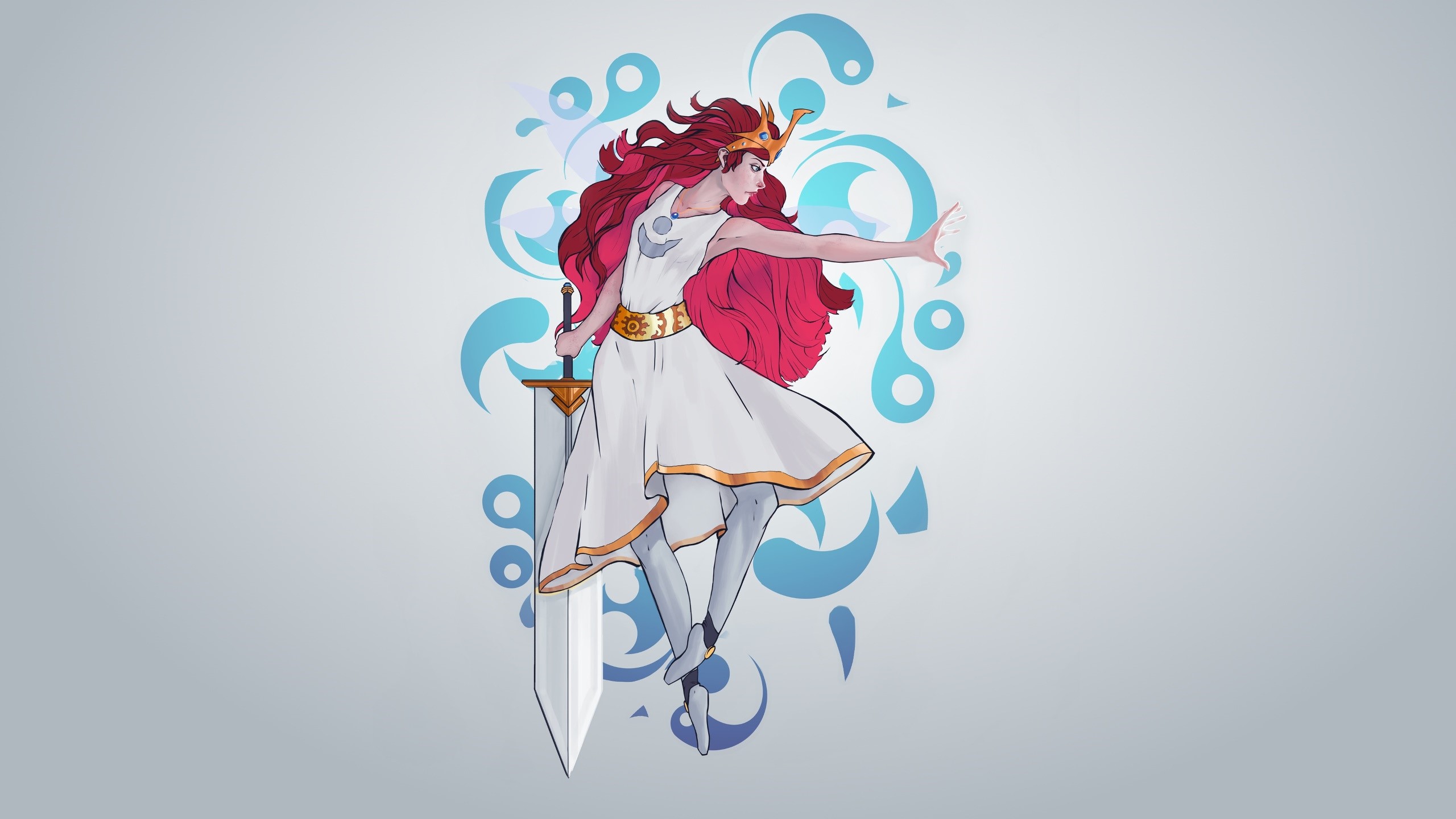 Fantasy girl with sword and crown HD Wallpaper
