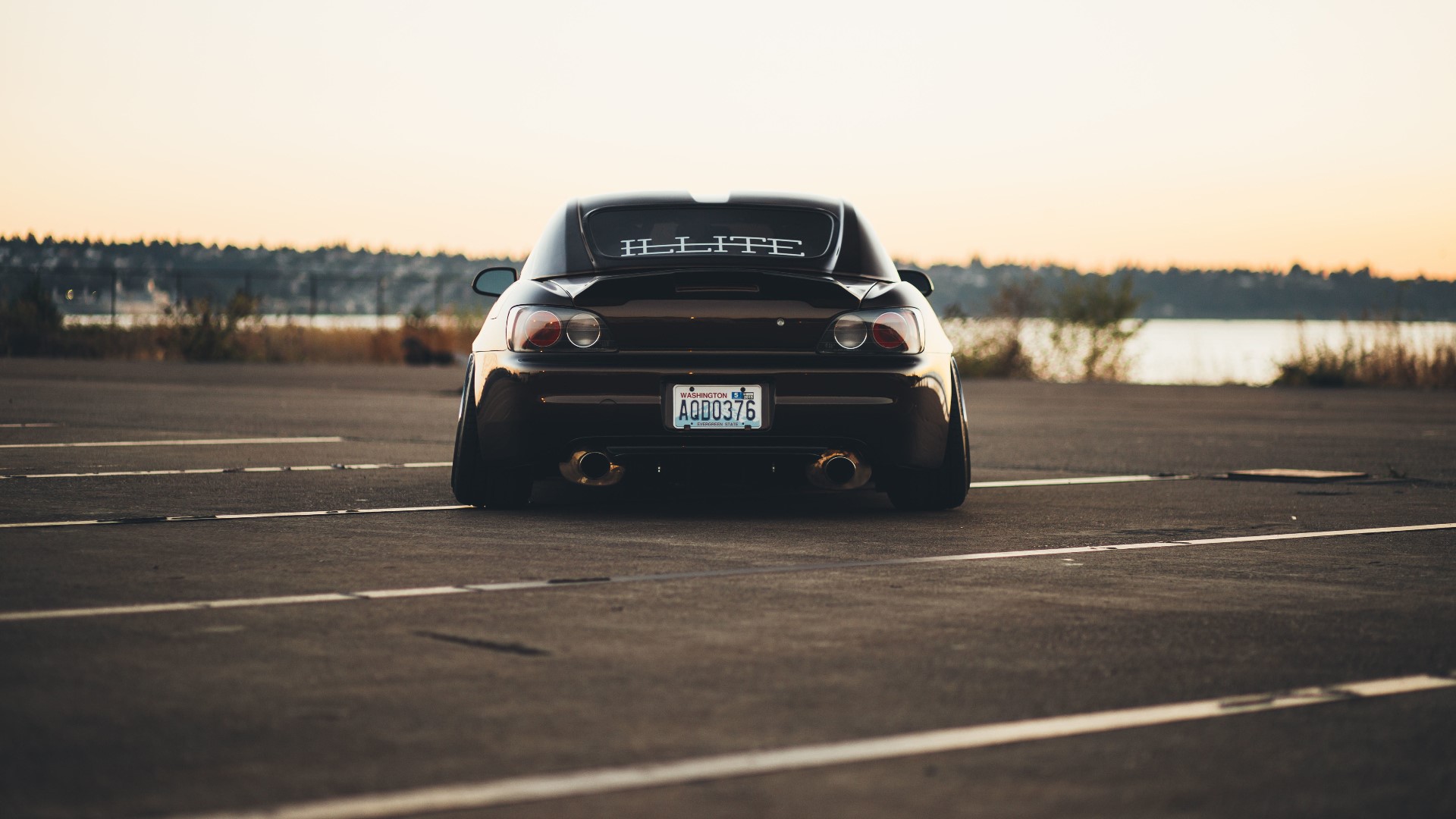 Black Honda S2000 with custom decal and license plate HD Wallpaper