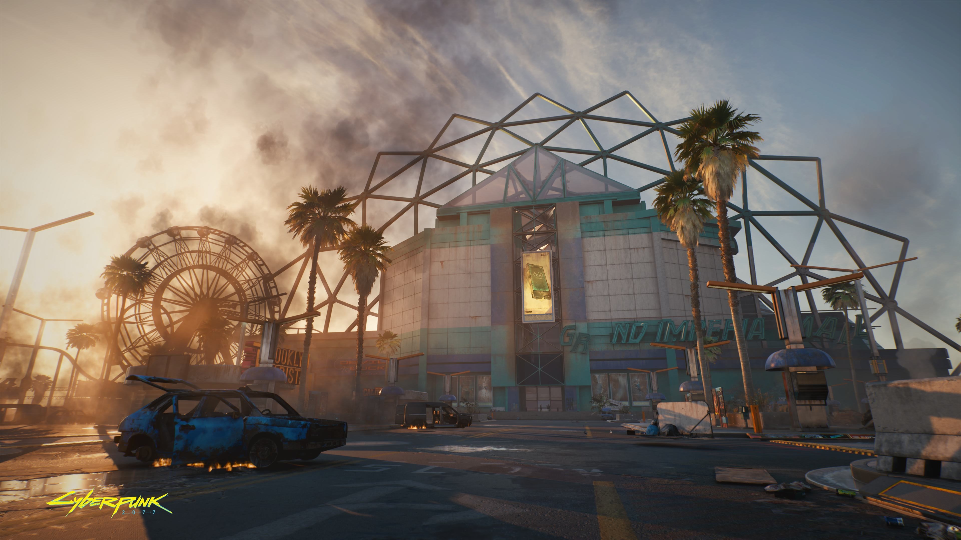 Cyberpunk 2077 Ferris Wheel and Mall HD Wallpaper