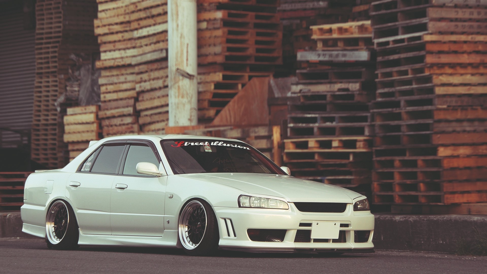 White Nissan Skyline R34 front angle view HD Wallpaper