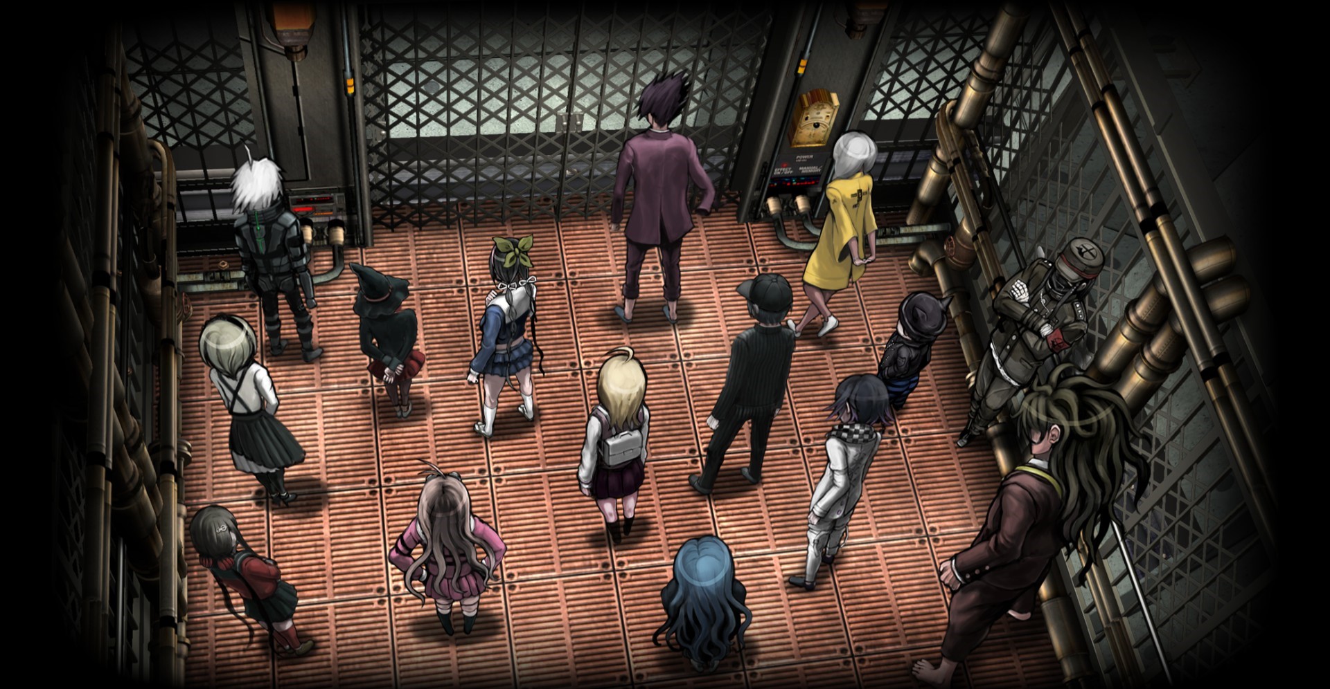 Danganronpa V3 characters in a metallic room HD Wallpaper
