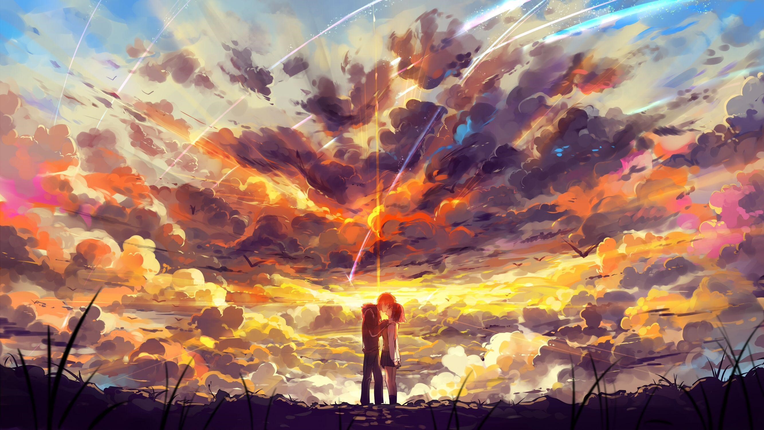 Kimi no Na Wa Sunset Kiss Digital Art HD Wallpaper