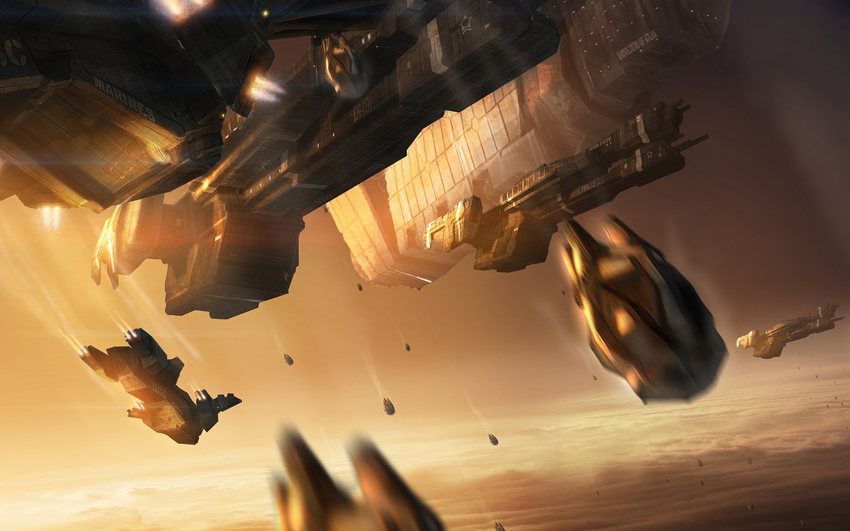 Spaceships in Halo universe during combat HD Wallpaper