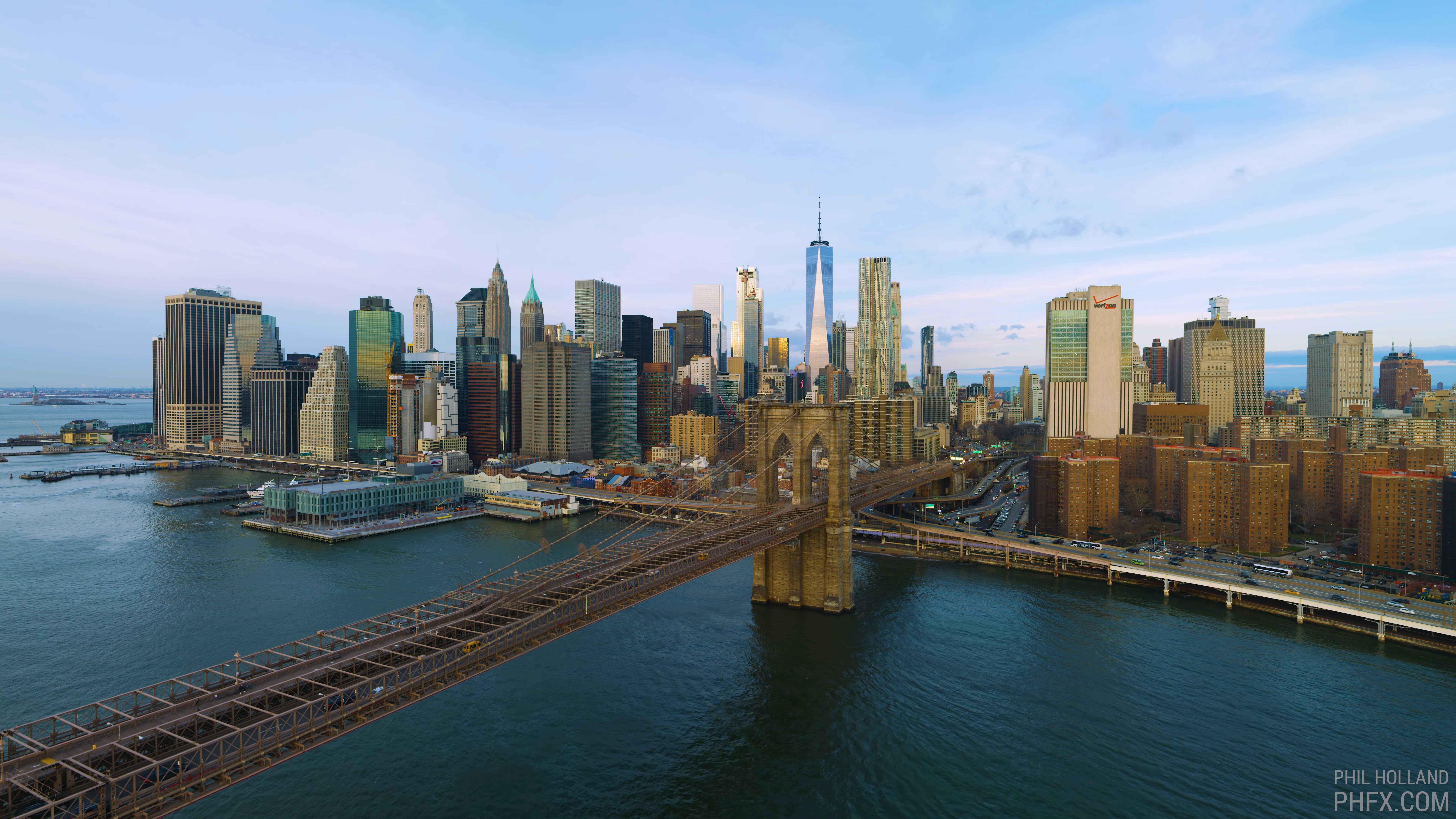 4K New York City skyline with Brooklyn Bridge HD Wallpaper