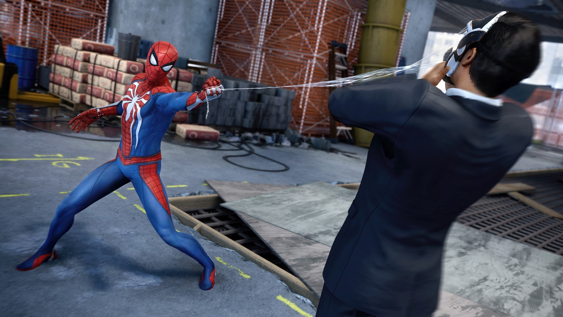 Spider-Man from Marvel's Spider-Man fighting an opponent HD Wallpaper