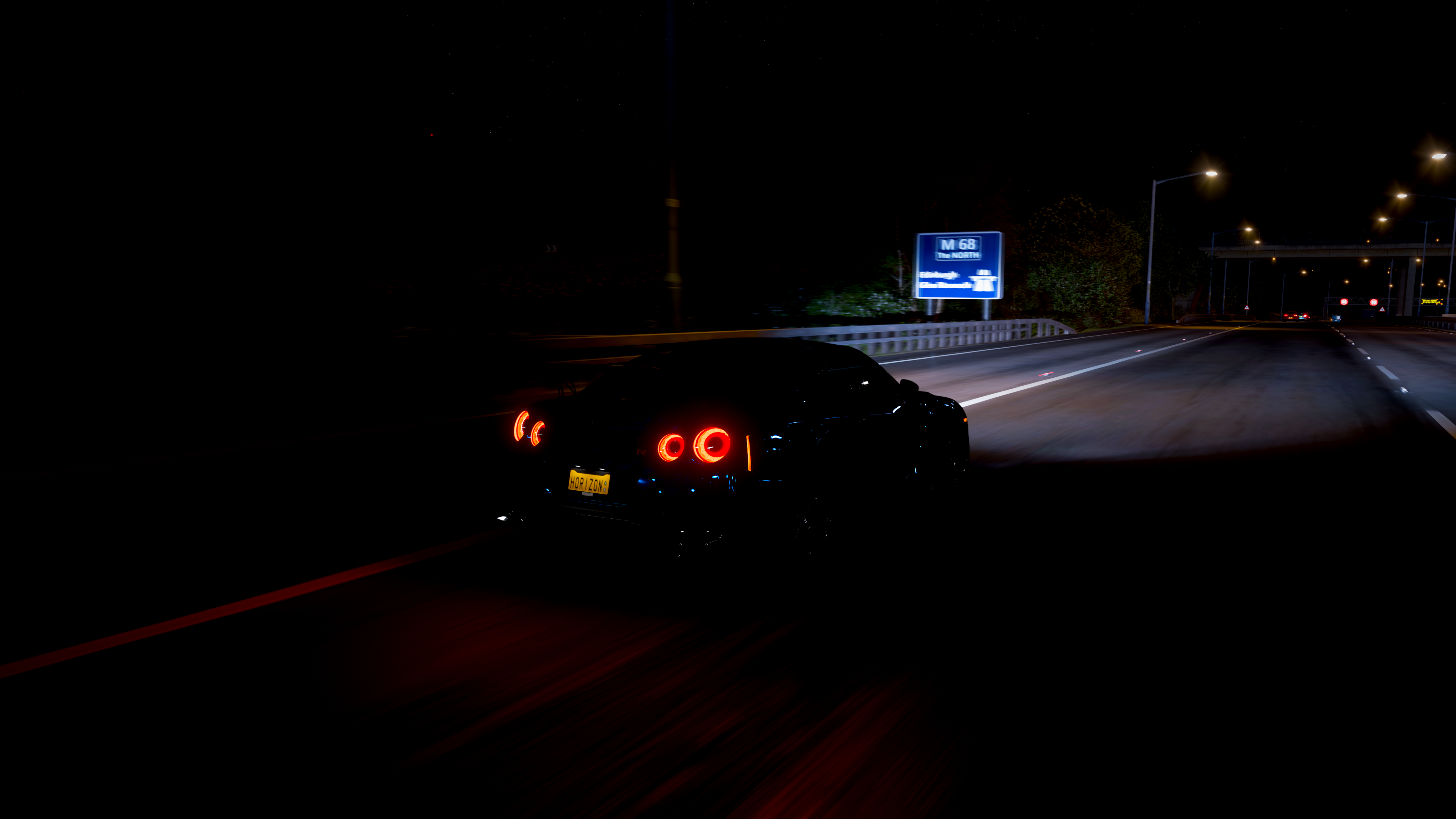 Nissan GT-R 2017 on a highway at night, Forza Horizon 4 HD Wallpaper