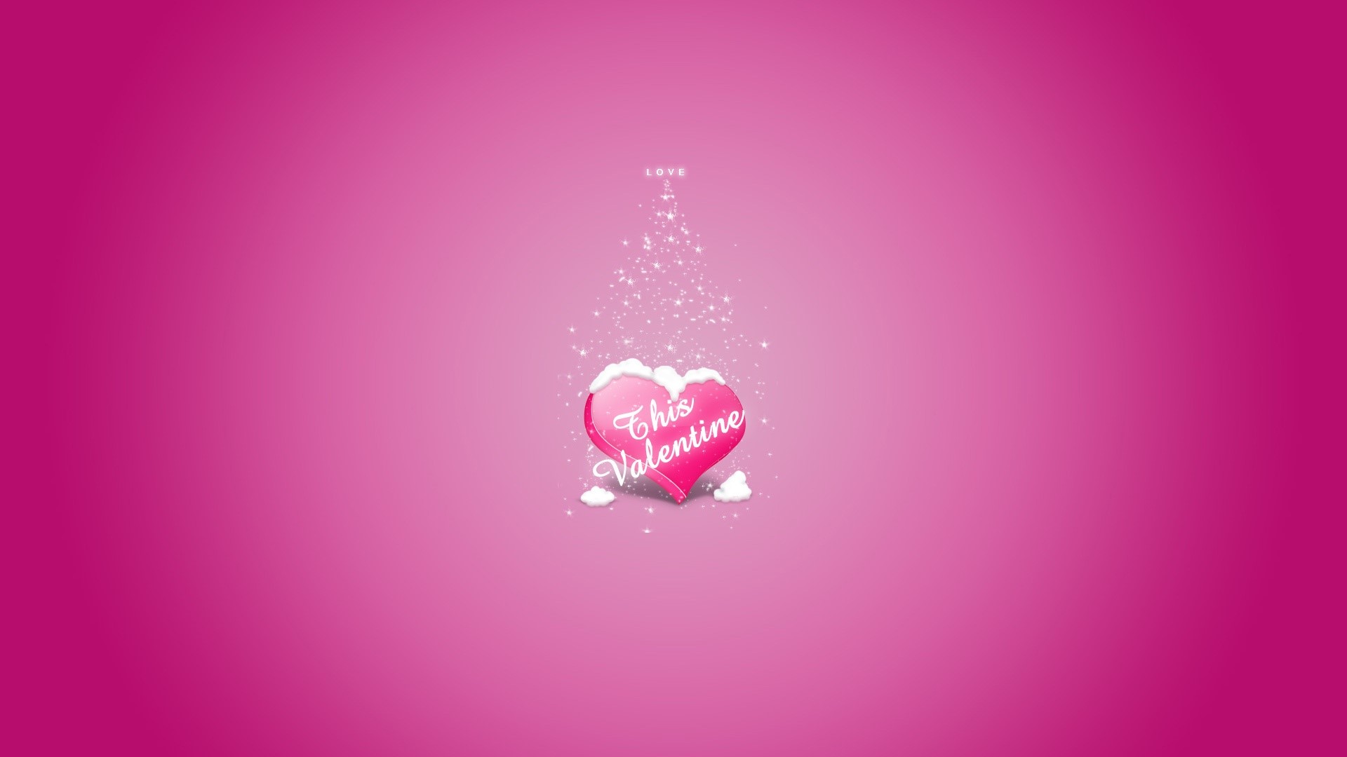 Pink Heart with "This Valentine" Text and Snow HD Wallpaper