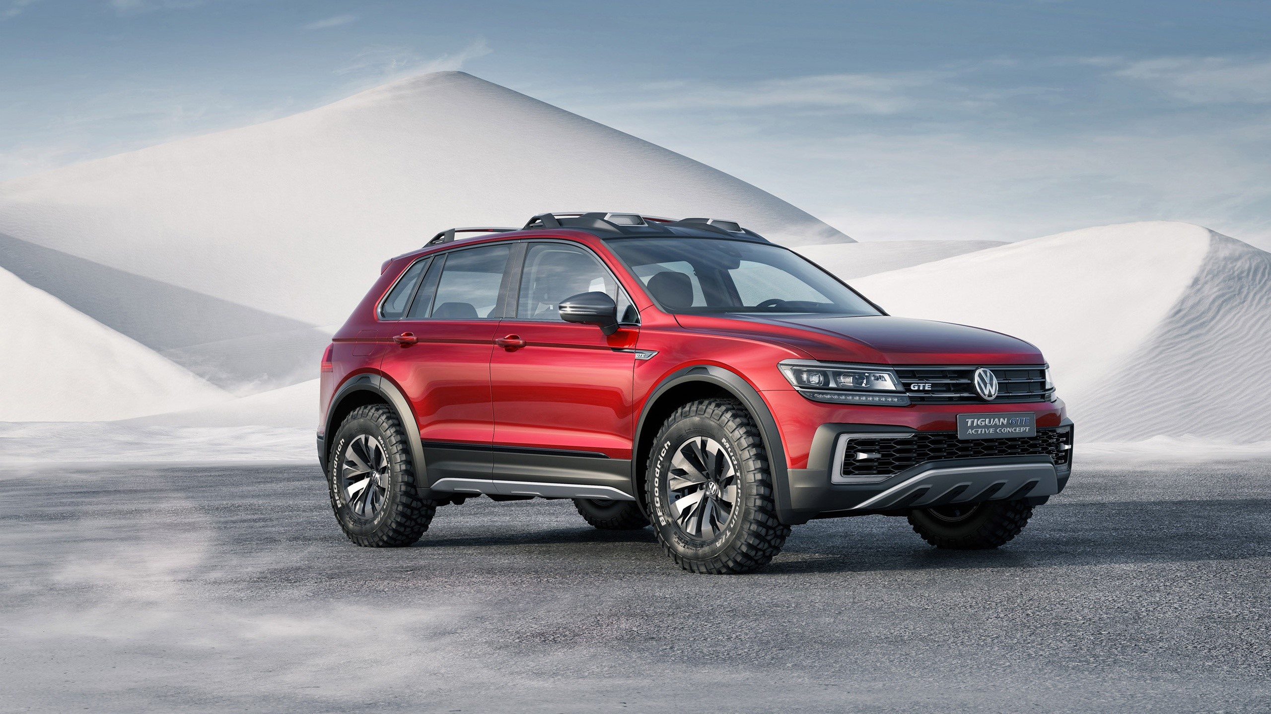 Red Volkswagen Tiguan GTE Active Concept SUV HD Wallpaper