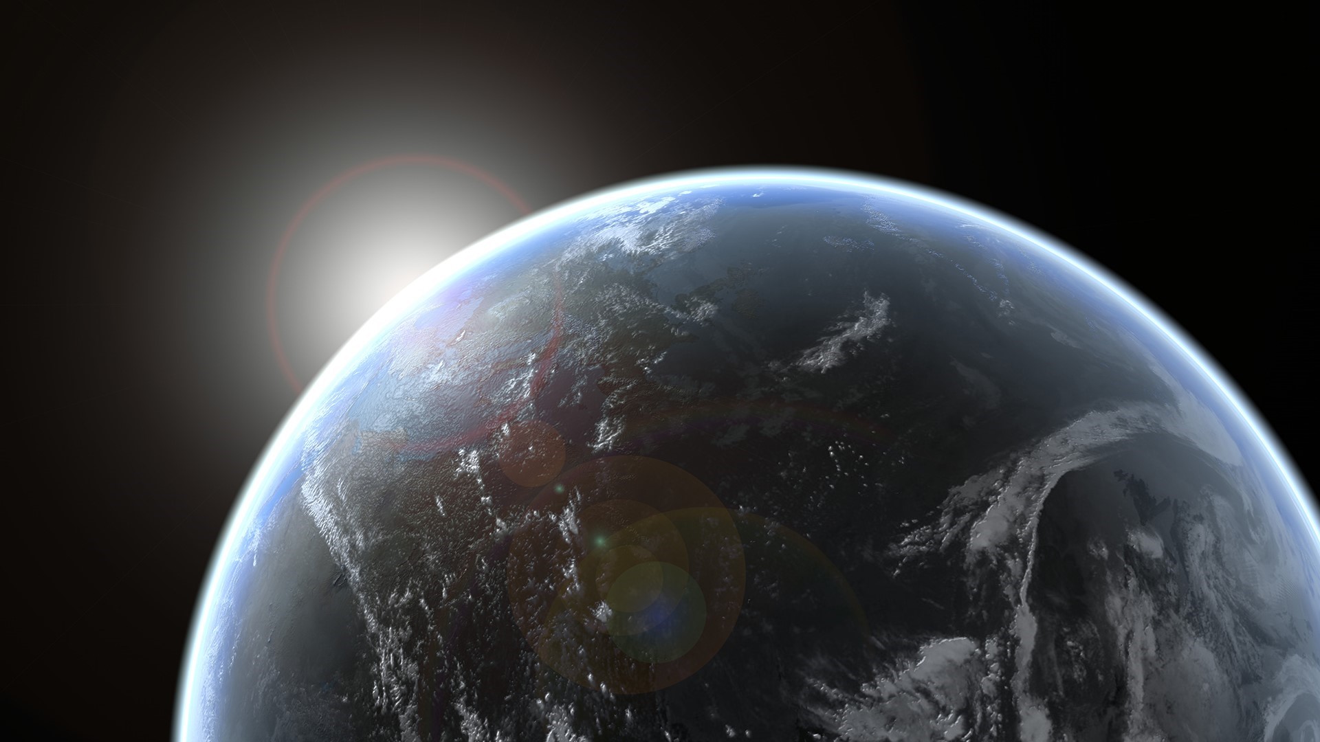 Earth from space with the sun glowing HD Wallpaper