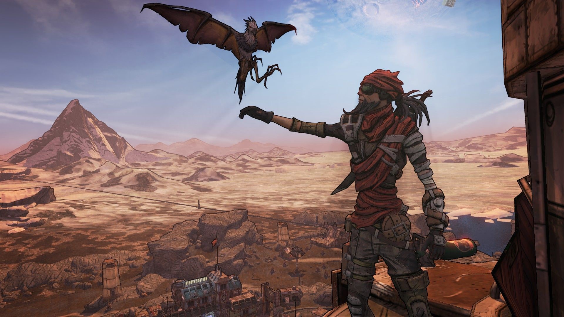 Mordecai from Borderlands 2 with a bird HD Wallpaper