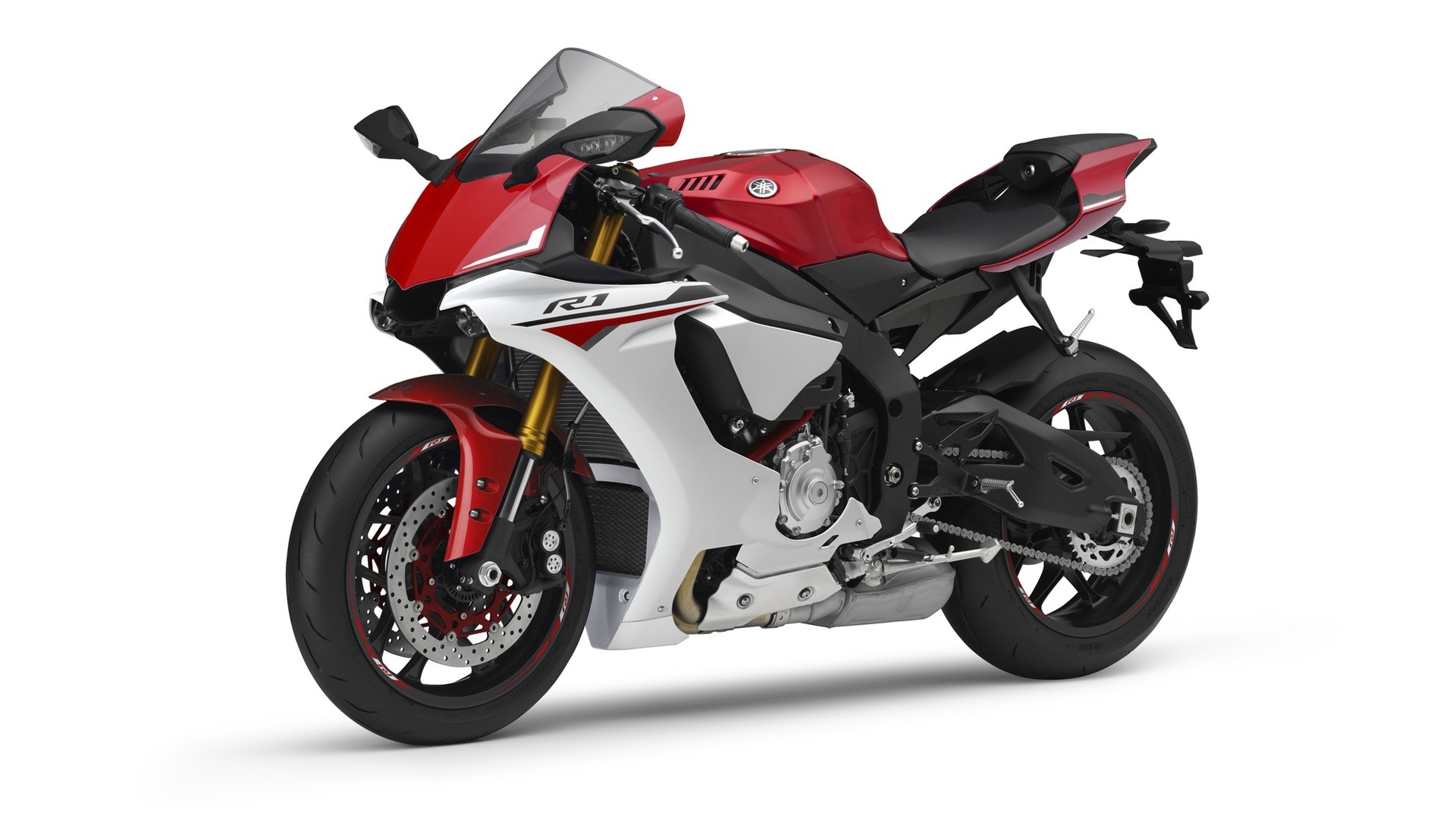 Red and white Yamaha R1 motorcycle HD Wallpaper