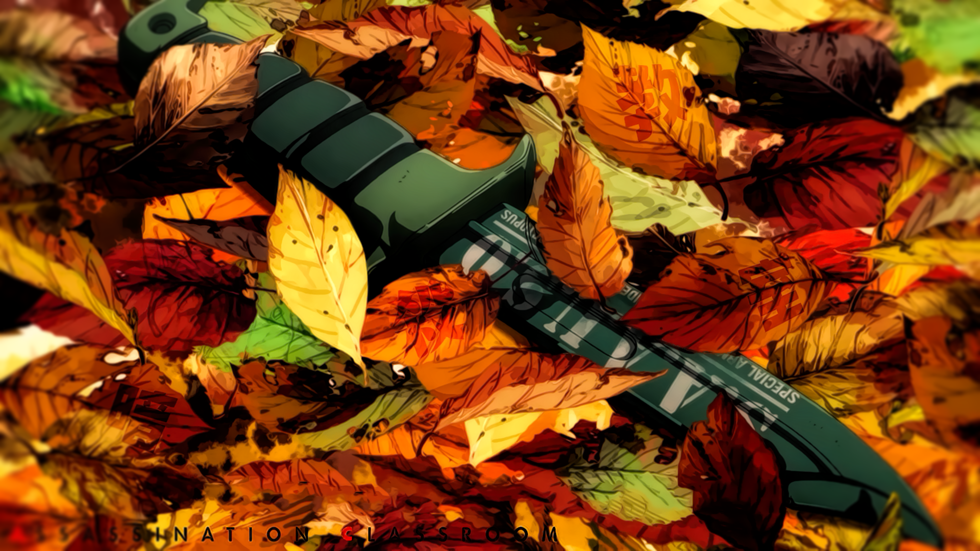 Knife in leaves from Assassination Classroom HD Wallpaper