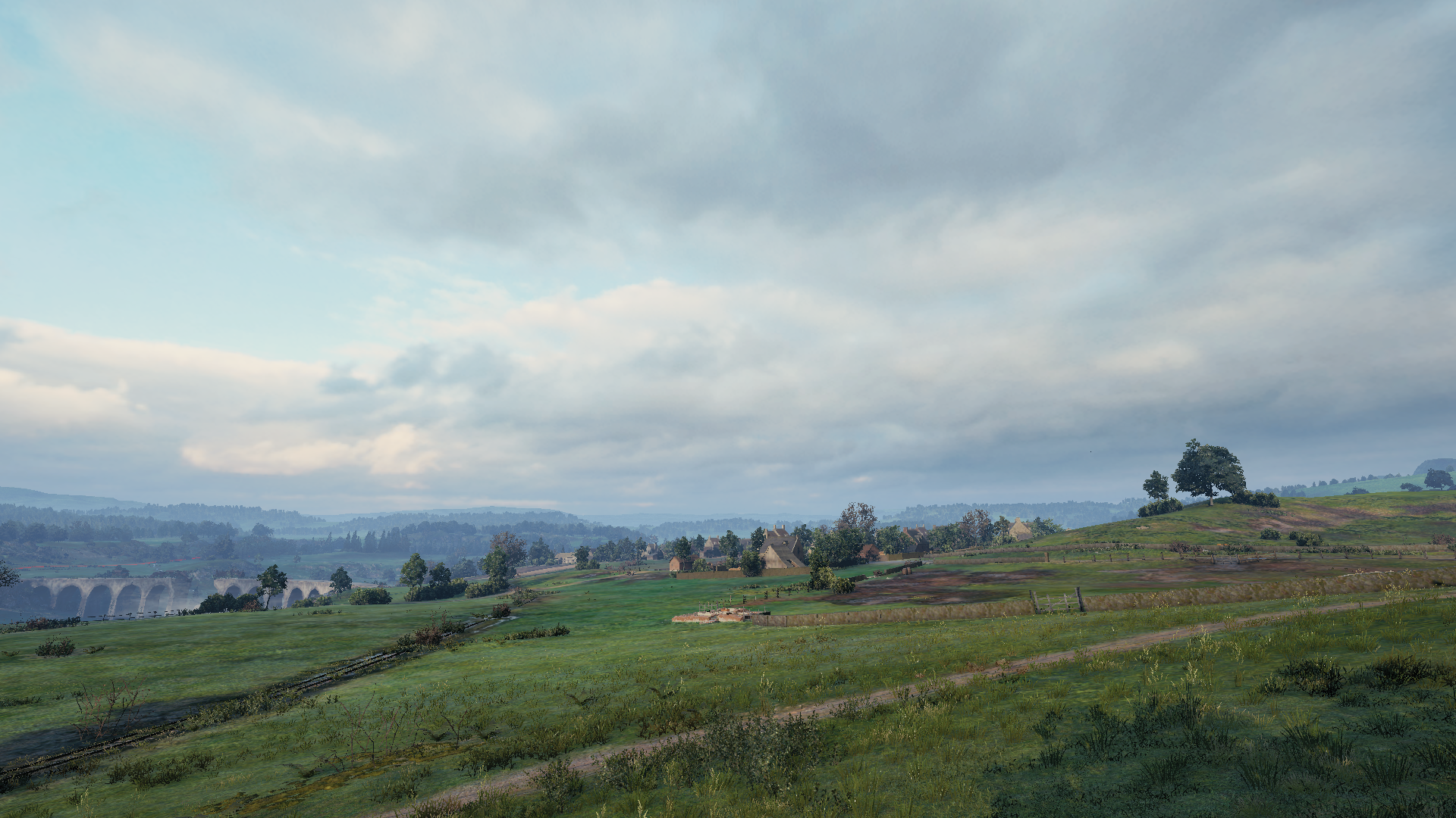 World of Tanks landscape with village and bridge HD Wallpaper