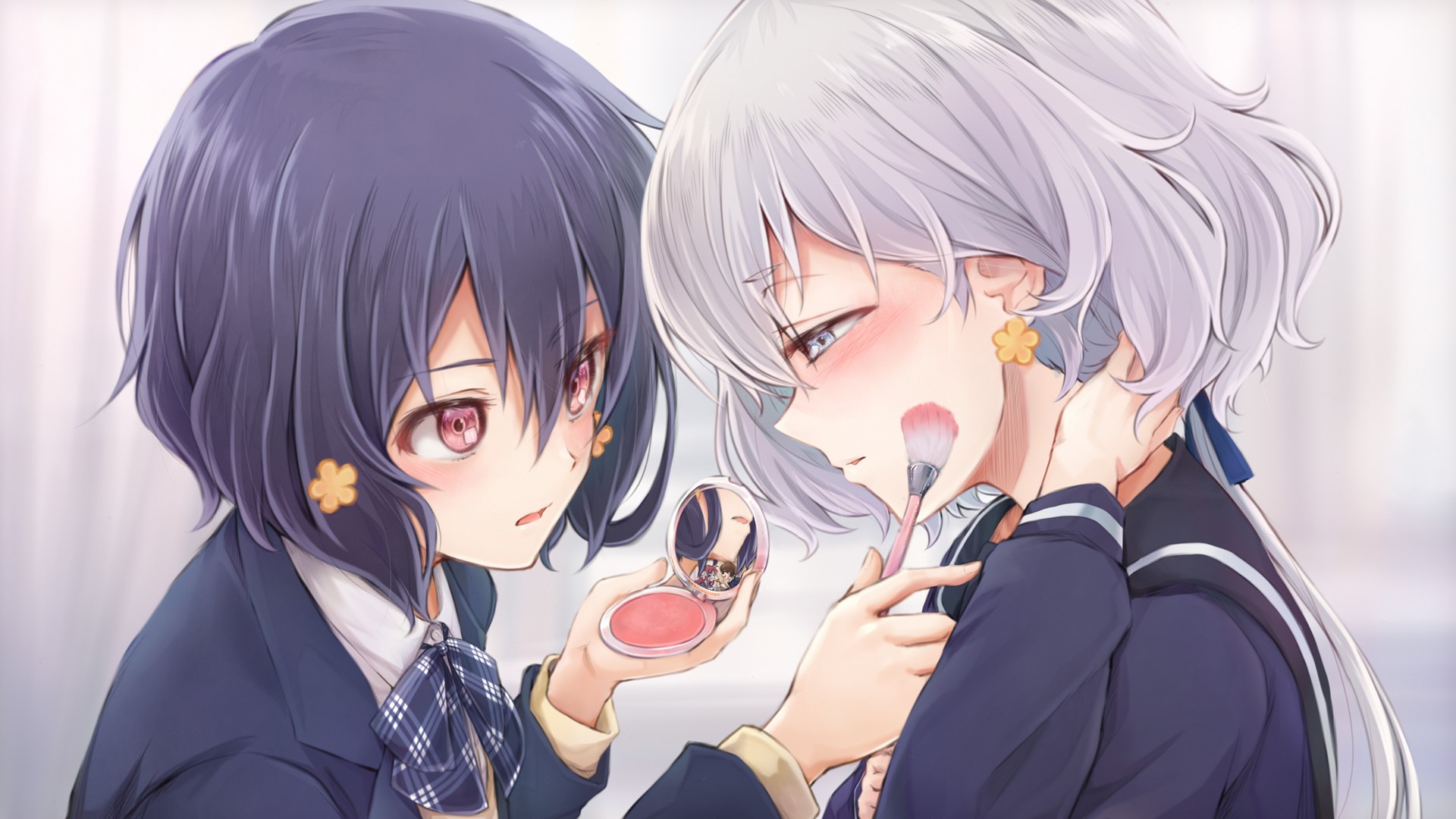 Zombieland Saga: Ai Mizuno applies makeup to Junko Konno HD Wallpaper