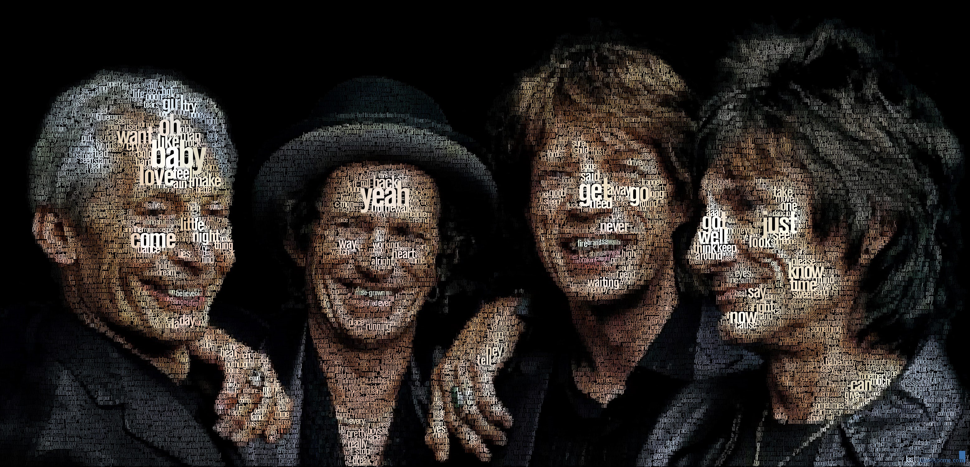 The Rolling Stones band members word cloud portrait HD Wallpaper