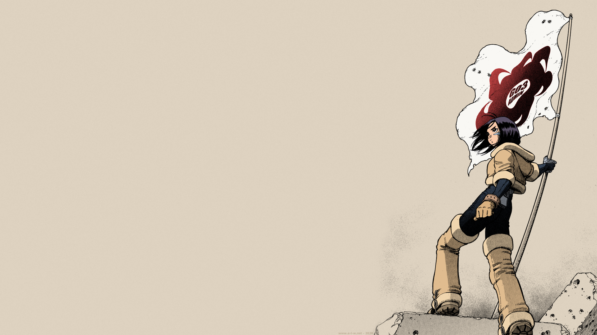 Alita from Alita: Battle Angel holding a flag HD Wallpaper