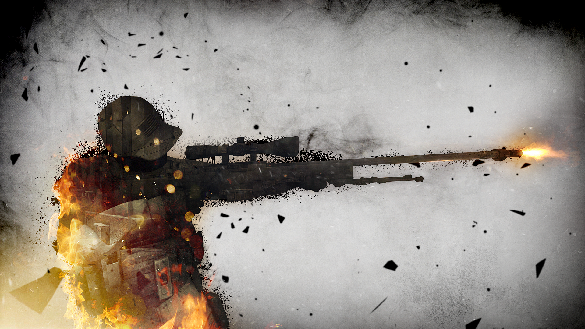 Counter-Strike: Global Offensive sniper firing weapon HD Wallpaper