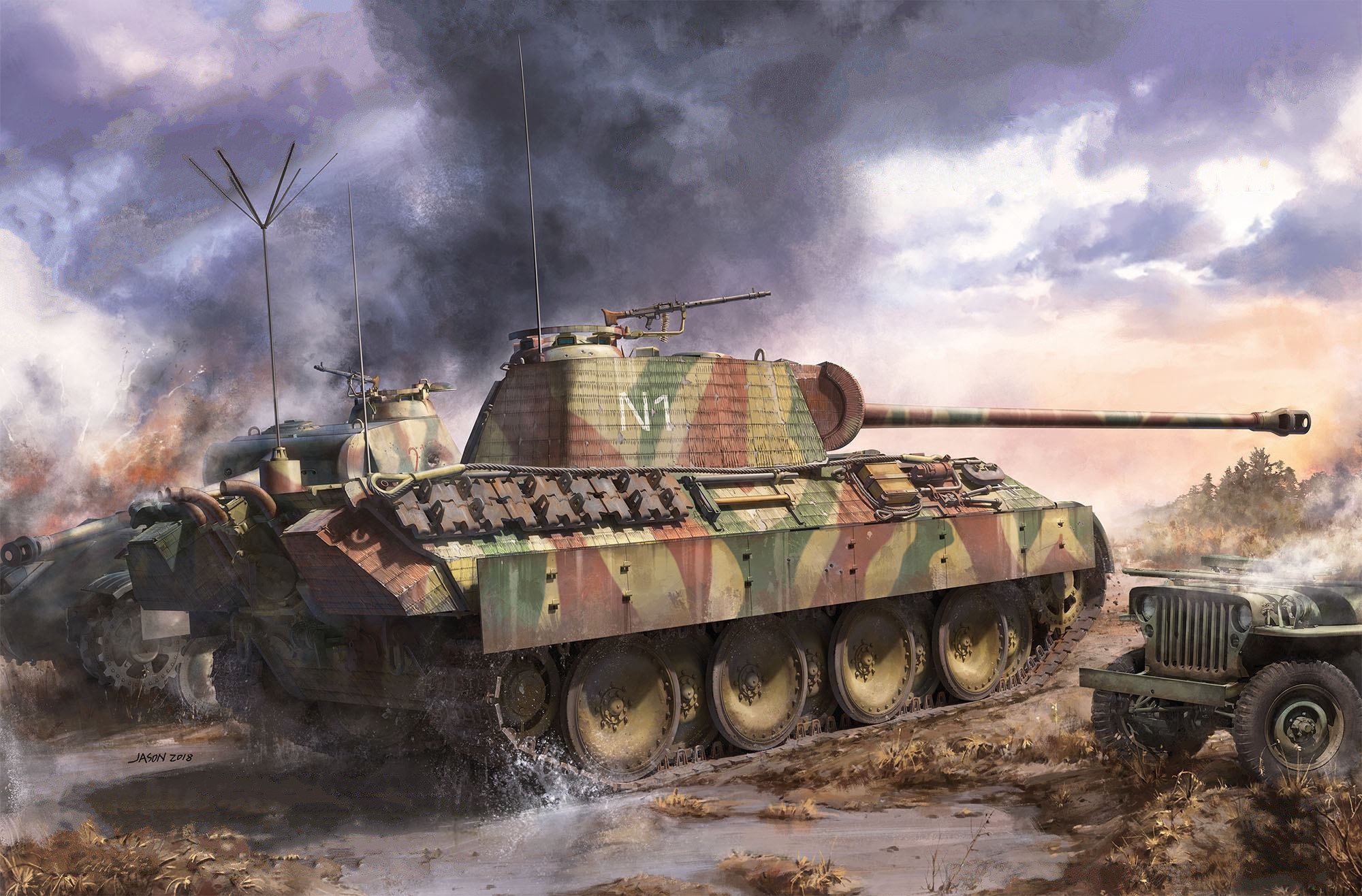 Wehrmacht Military Tank and Vehicle Artwork HD Wallpaper