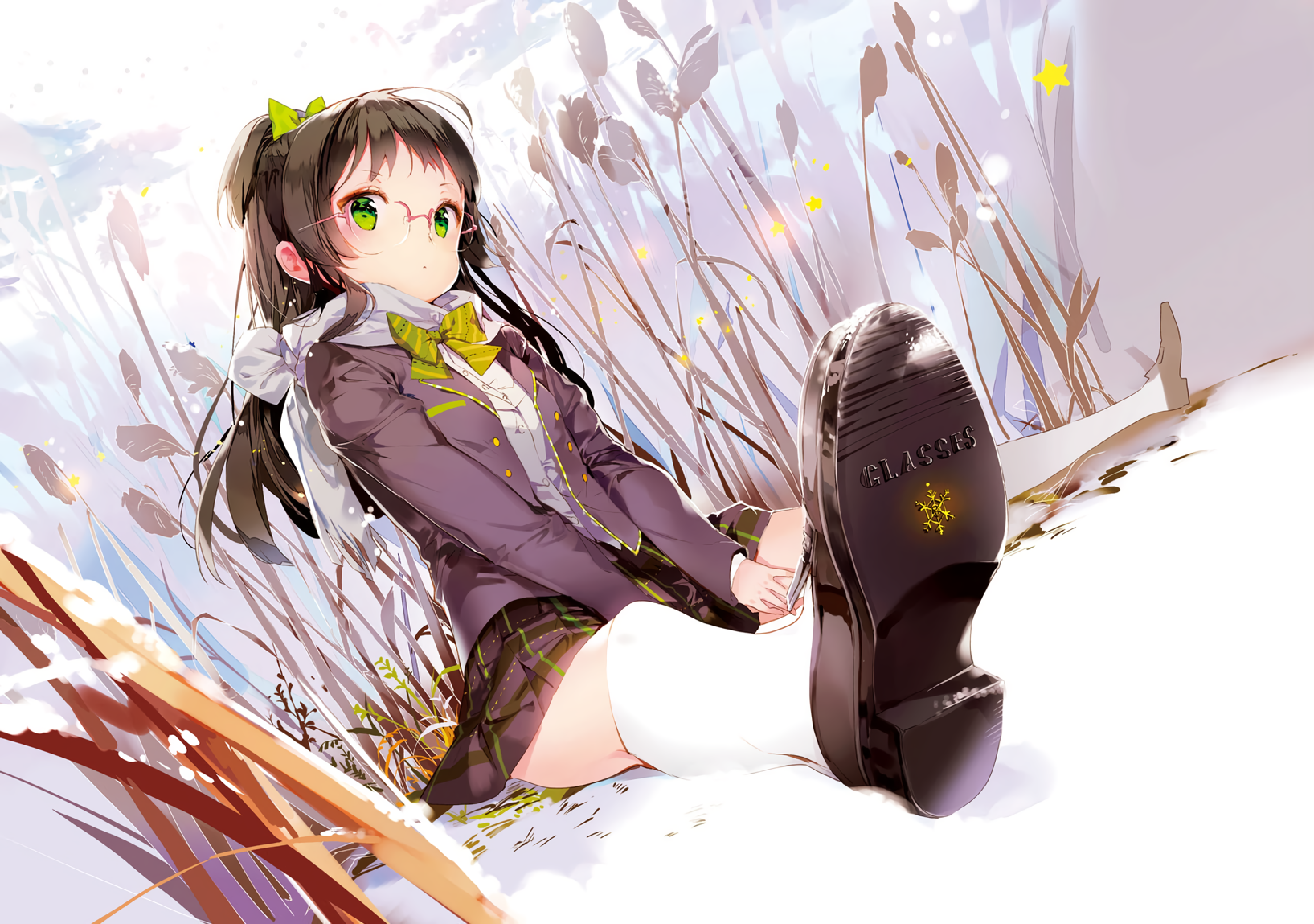Girl with glasses in snow HD Wallpaper