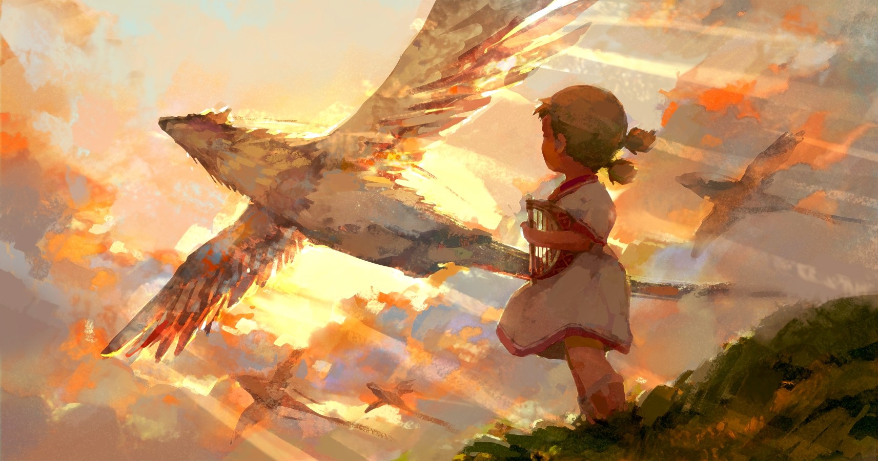 Erin from Kemono no Souja Erin with flying creatures HD Wallpaper