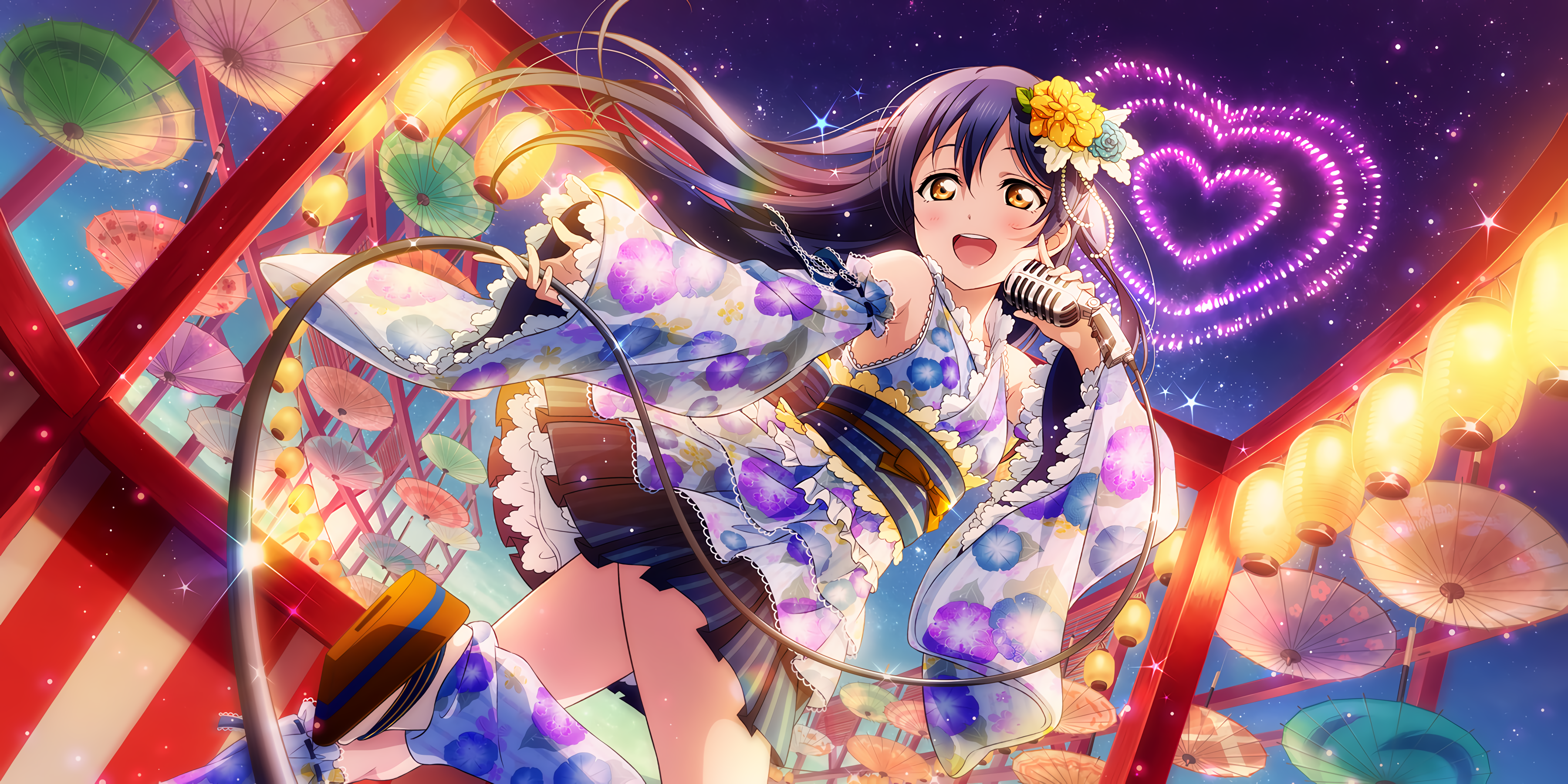 Sonoda Umi from Love Live! singing at a festival HD Wallpaper